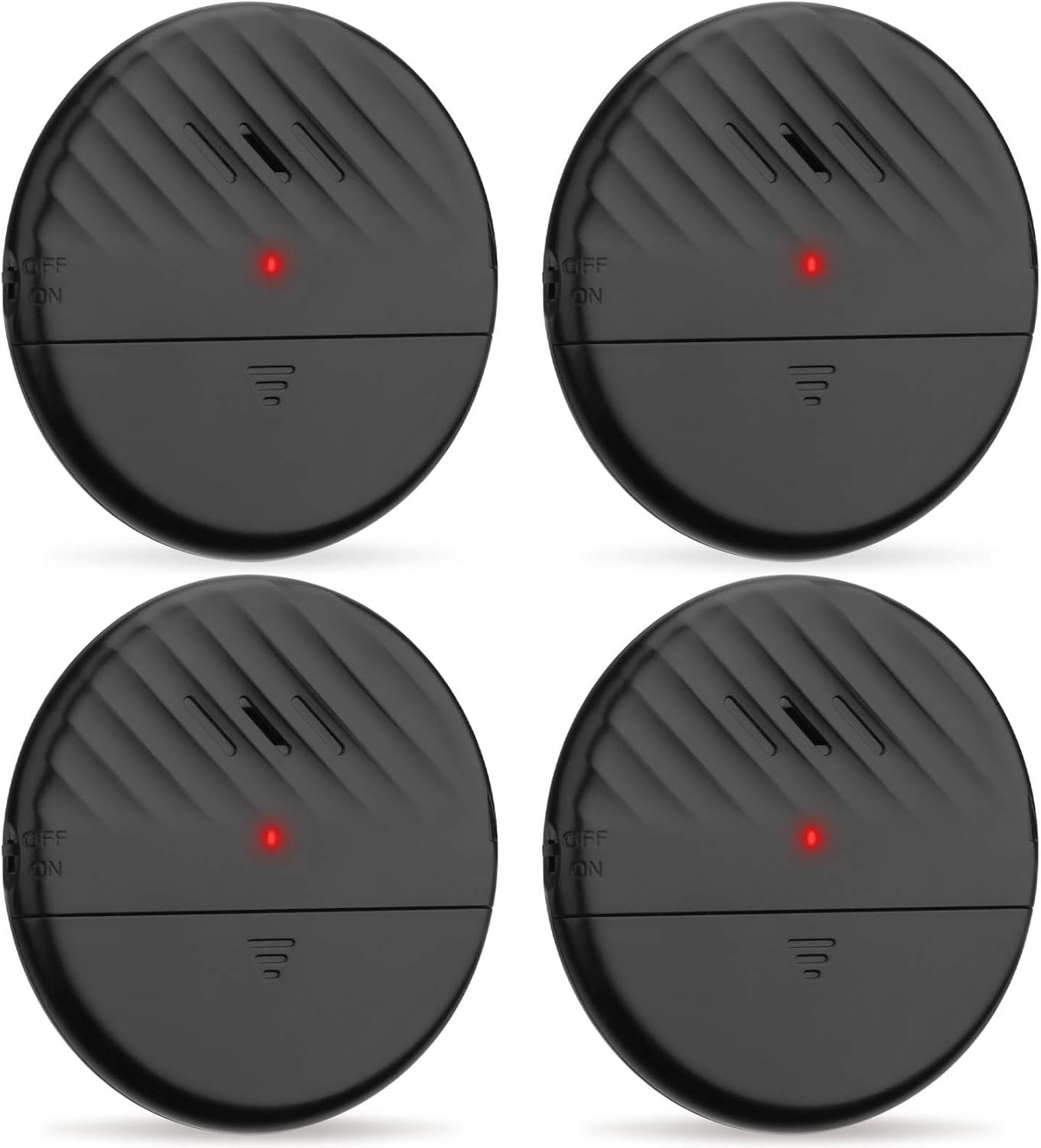 WSDCAM Ultra-Slim Glass Break Detector – 125dB Alarm, Vibration Sensor for Home Security – 4 Pack – Black