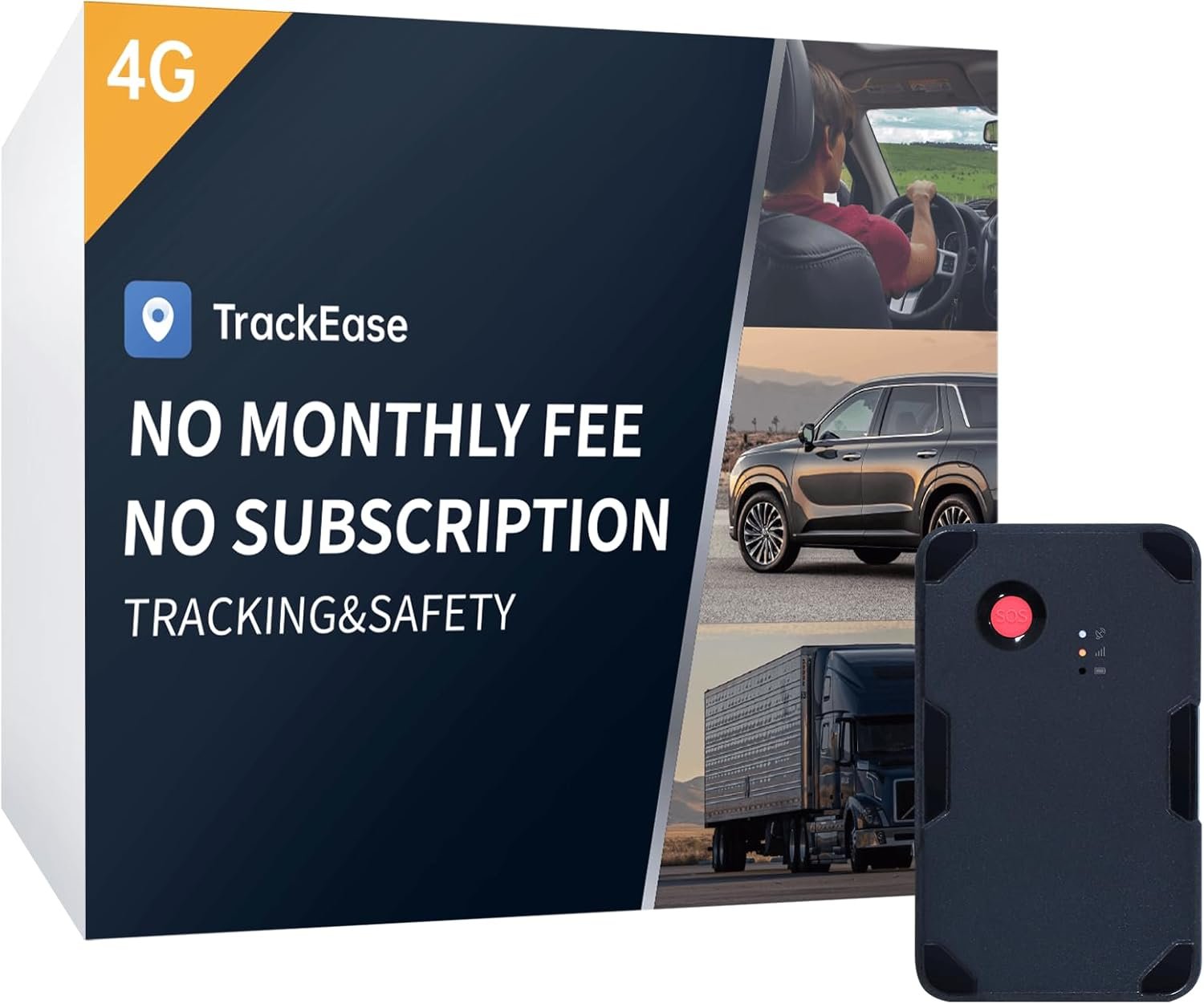 GPS Tracker for Vehicles, No Monthly Fee, No Subscription, Real-Time Location, Long Battery Life, Hidden Magnetic Tracking Device for Cars, Trip History, GeoFence, Driving Alerts, Global Coverage