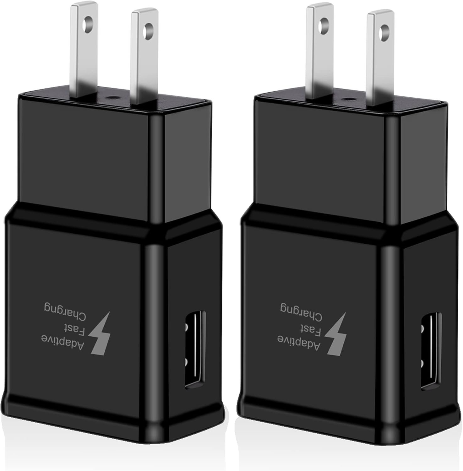 2 Pack Adaptive Fast Charging Block USB Wall Charger Plug Adapter for Samsung Galaxy S25 S24 S23 S22 S21 S20 S10 Plus S9 S8 S7 A36 A25 A20 A16 A15 A14 A13 A12 A05 A03s Note 9 Quick Charge (Black)