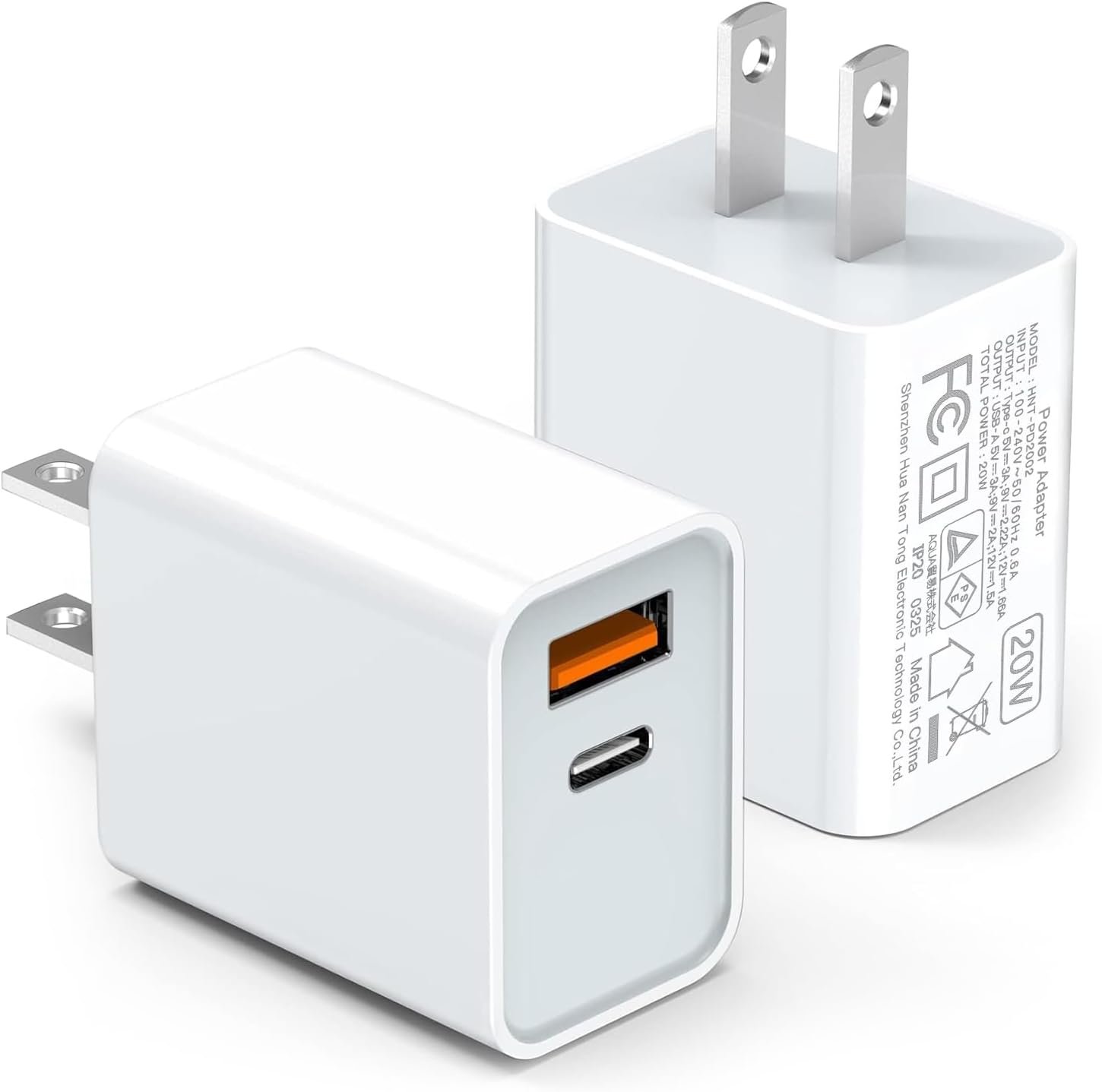 [2 Pack] LCGENS USB C Wall Charger Block 20W, Dual Port PD Power Delivery Fast Type C Charging Block Plug Compatible with iPhone 11/12/13/14/15/16/17 Pro Max, XS/XR/X, Ipad Pro, Samsung Galaxy