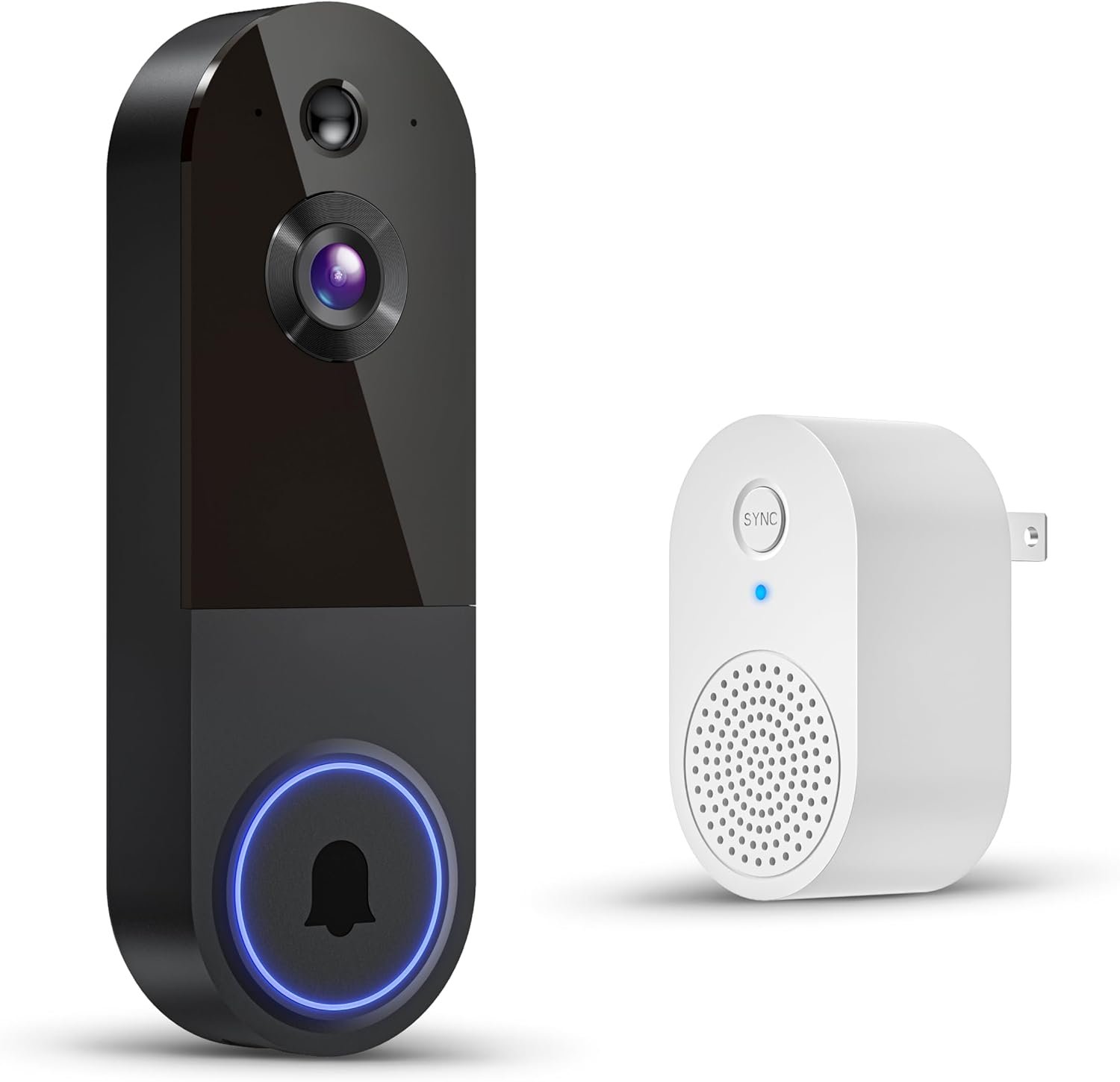 ClipBlur 1080p Wireless Wi-Fi Video Doorbell Camera with Night Vision, Pet Camera, Two Way Audio, 2.4G WiFi Only, AI Motion Detection and Cloud Storage (Sold Separately)