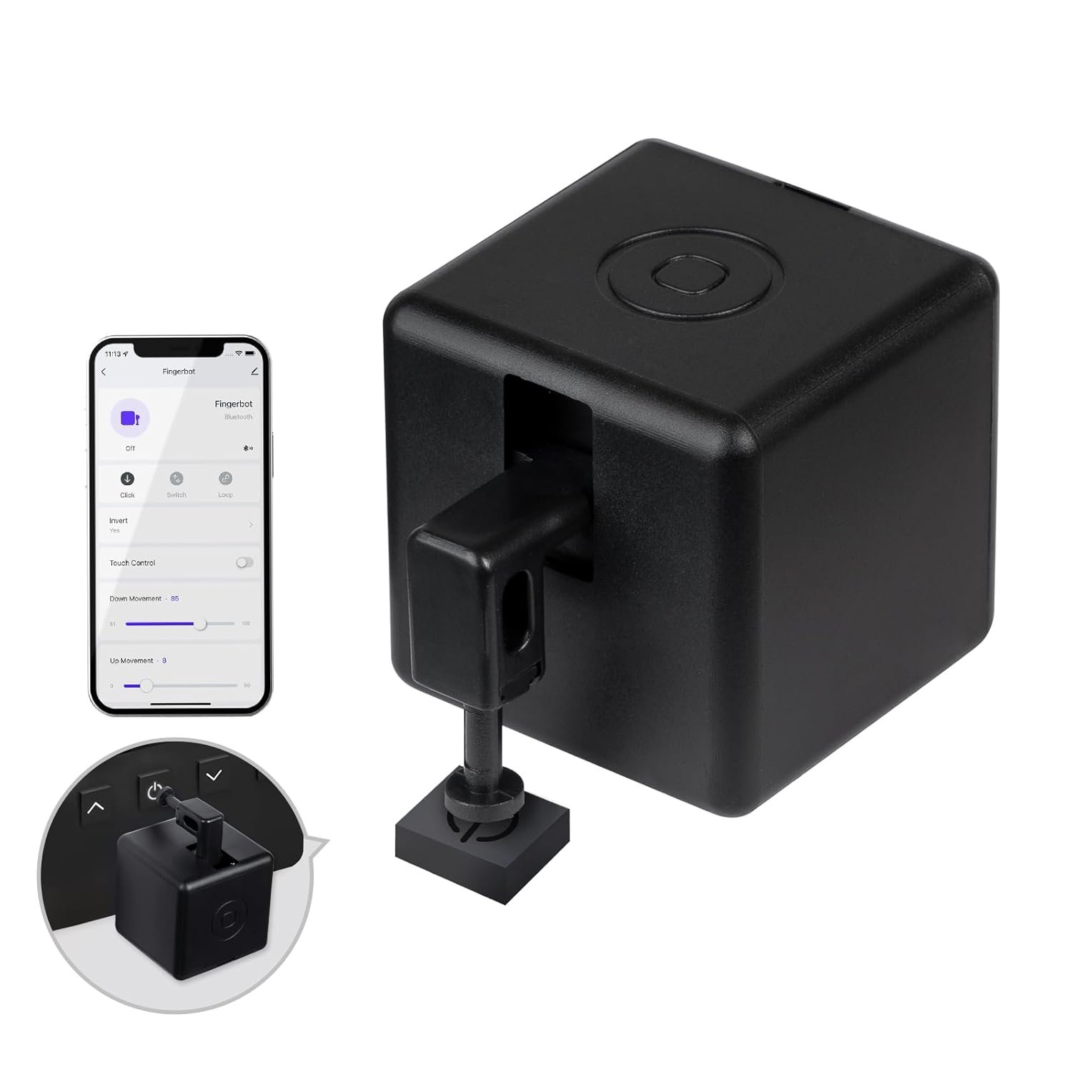 MOES Fingerbot Plus Smart Button Pusher No Wiring Switch, Upgrade with Touch Control, Work with Smart Life App, Add MOES Tuya Bluetooth Hub Make it Compatible with Alexa,Google Home and Timer Control