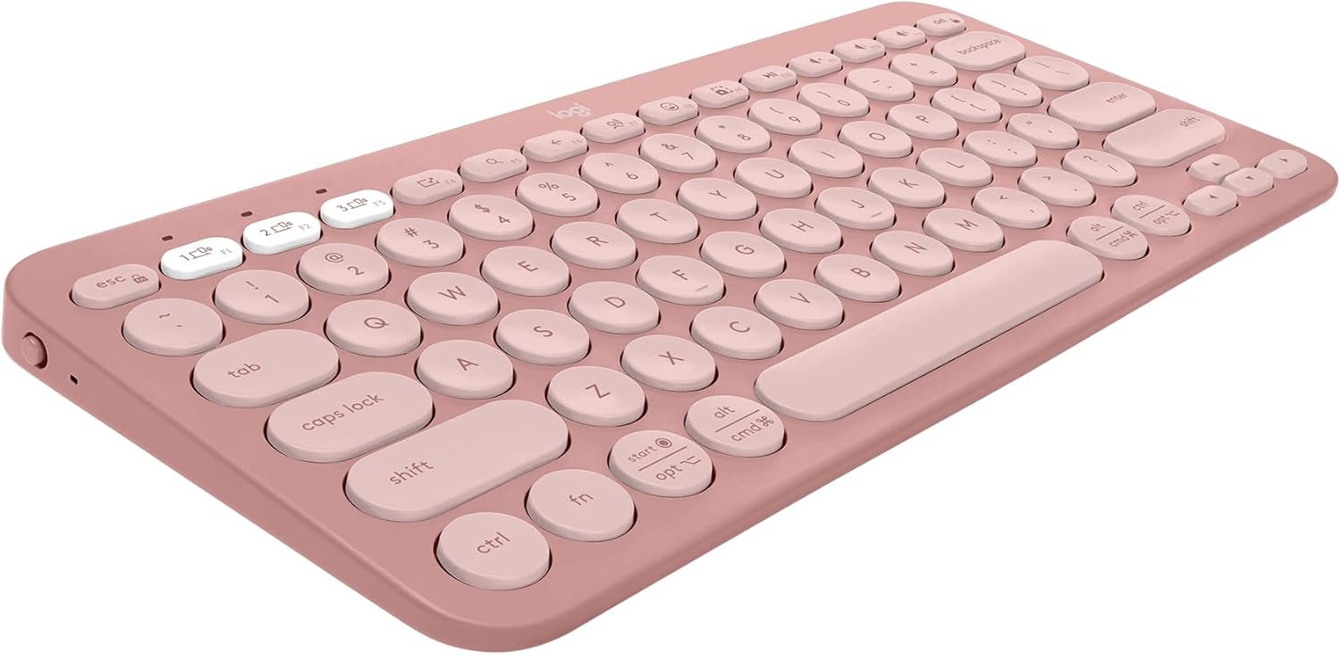 Logitech Pebble Keys 2 K380s, Multi-Device Bluetooth Wireless Keyboard with Customizable Shortcuts, Slim and Portable, Easy-Switch for Windows, macOS, iPadOS, Android, Chrome OS – Tonal Rose (Renewed)