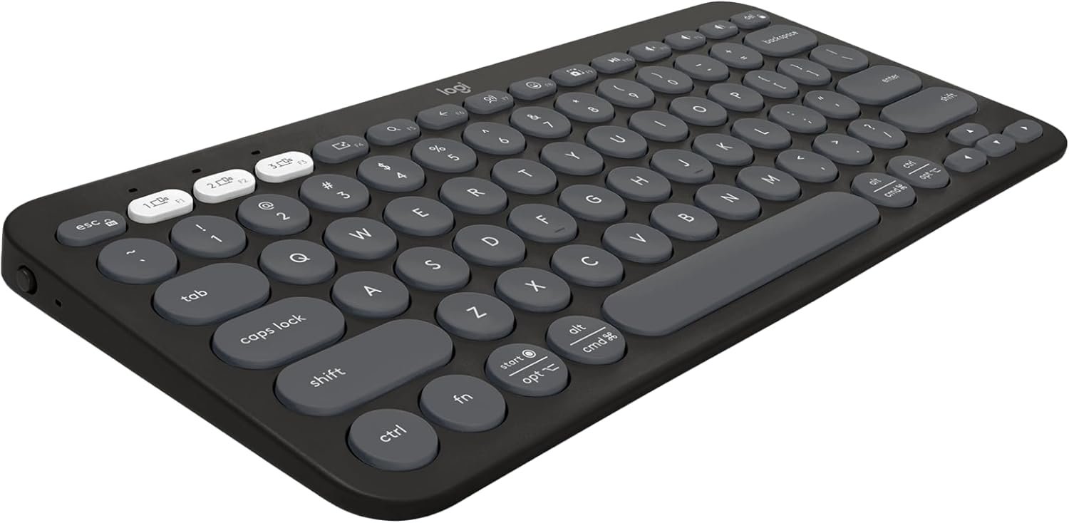 Logitech Pebble Keys 2 K380s, Multi-Device Bluetooth Wireless Keyboard with Customizable Shortcuts, Slim and Portable, Easy-Switch for Windows, macOS, iPadOS, Android, Chrome OS – Tonal Graphite
