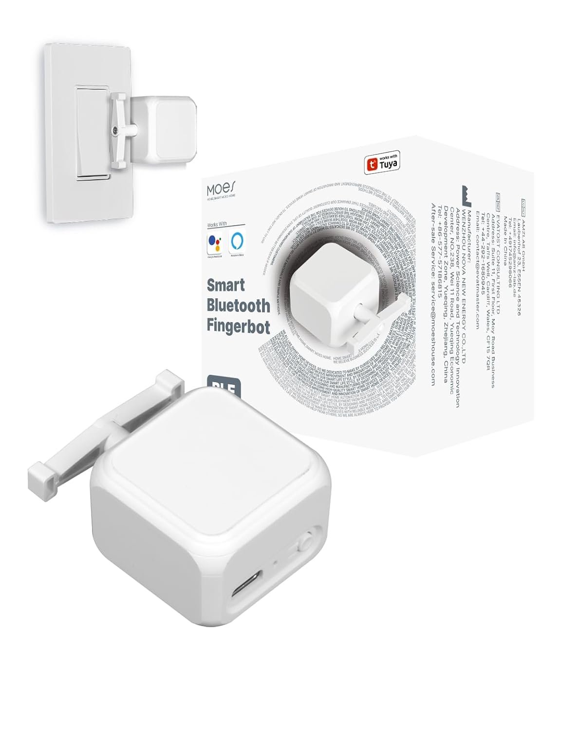 MOES Rock Switch Fingerbot 3nd Generation, Timer Control Work with Smart Life App, Add MOES Tuya Bluetooth Hub Make it Compatible with Alexa and Google Home(Need BLE Hub