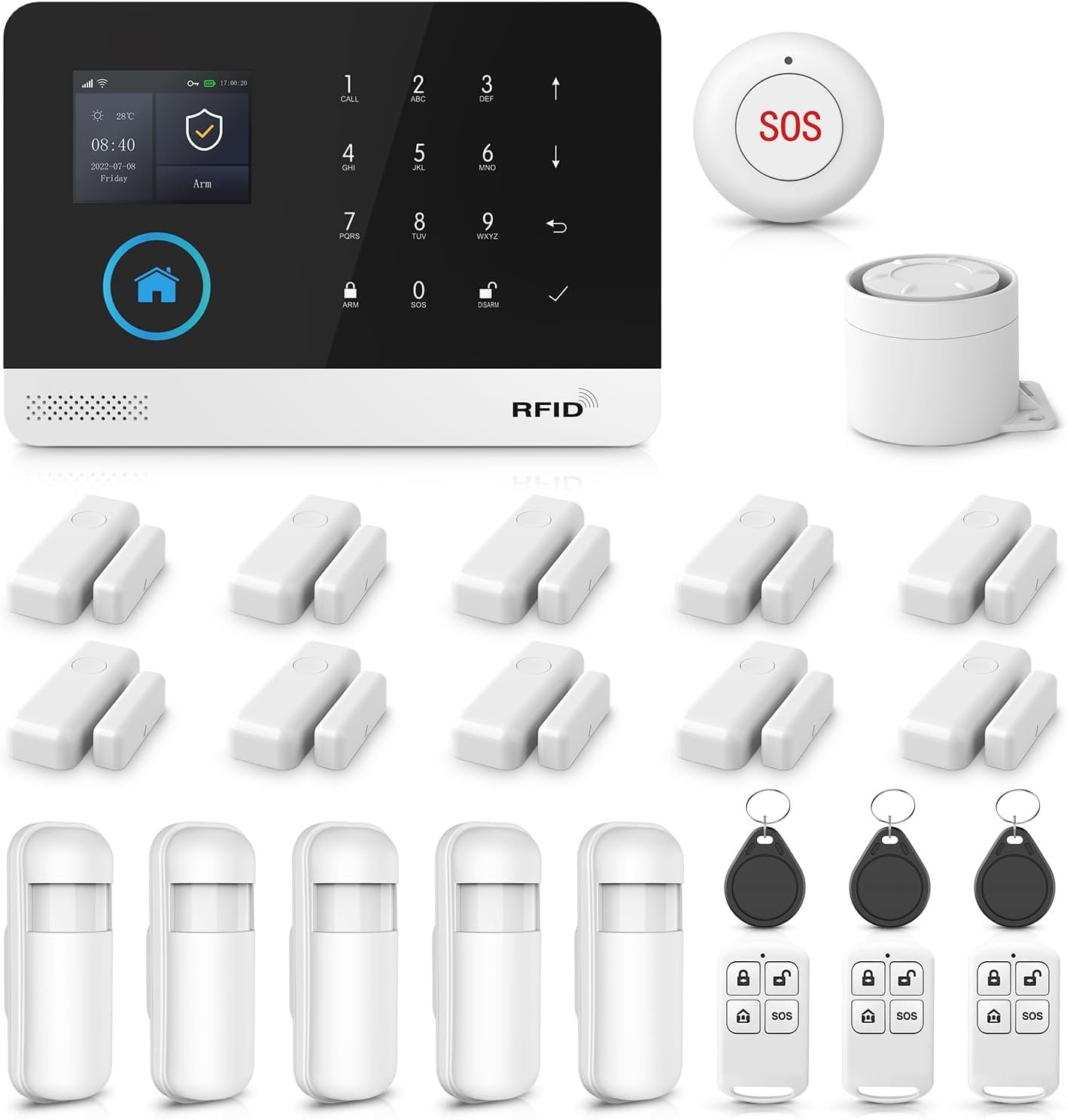 LWOHSI Wireless Home Alarm System,4G/WiFi Home Security Systems with Door/Window Sensor,Tuya APP Alerts,24/7 Real-Time Monitoring,Work with Alexa/Google,No Monthly Fee