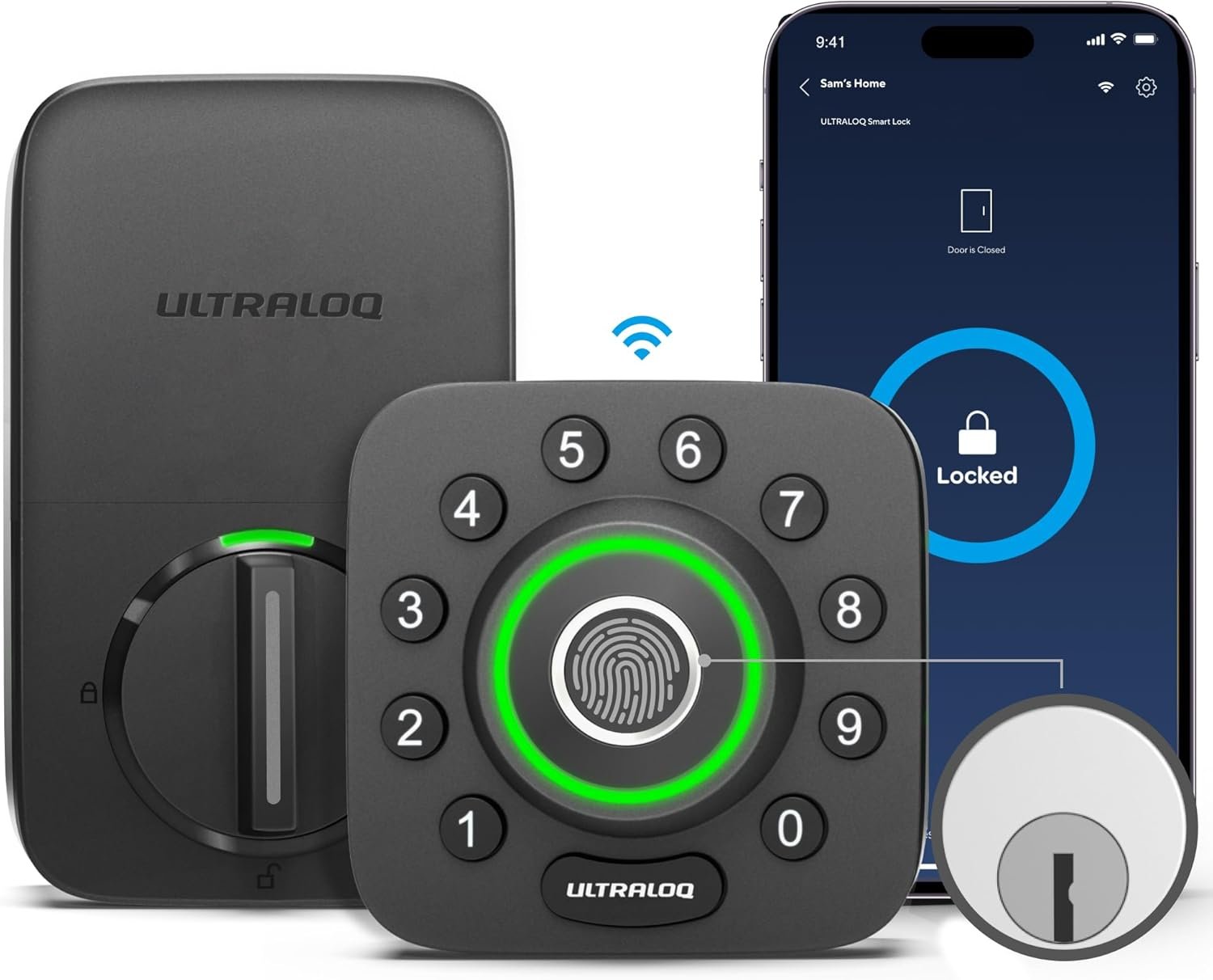 ULTRALOQ U-Bolt Pro WiFi Smart Lock with Door Sensor, Built in Wi-Fi Smart Deadbolt Lock for Front Door with Fingerprint ID, App Remote Control, Share Access, Auto Unlock, Auto Locking, Backlit Keypad