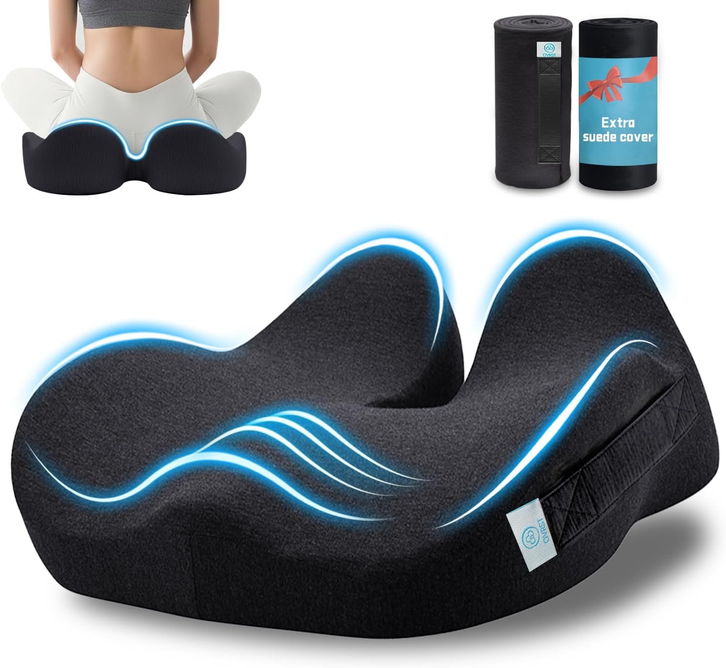Memory Foam Seat Cushion，Ergonomic Office Chair Cushion，Coccyx Cushion for Tailbone Pain Relief Butt Pillow for Long Sitting，Suitable for Gaming Chair Car Seat Wheelchair