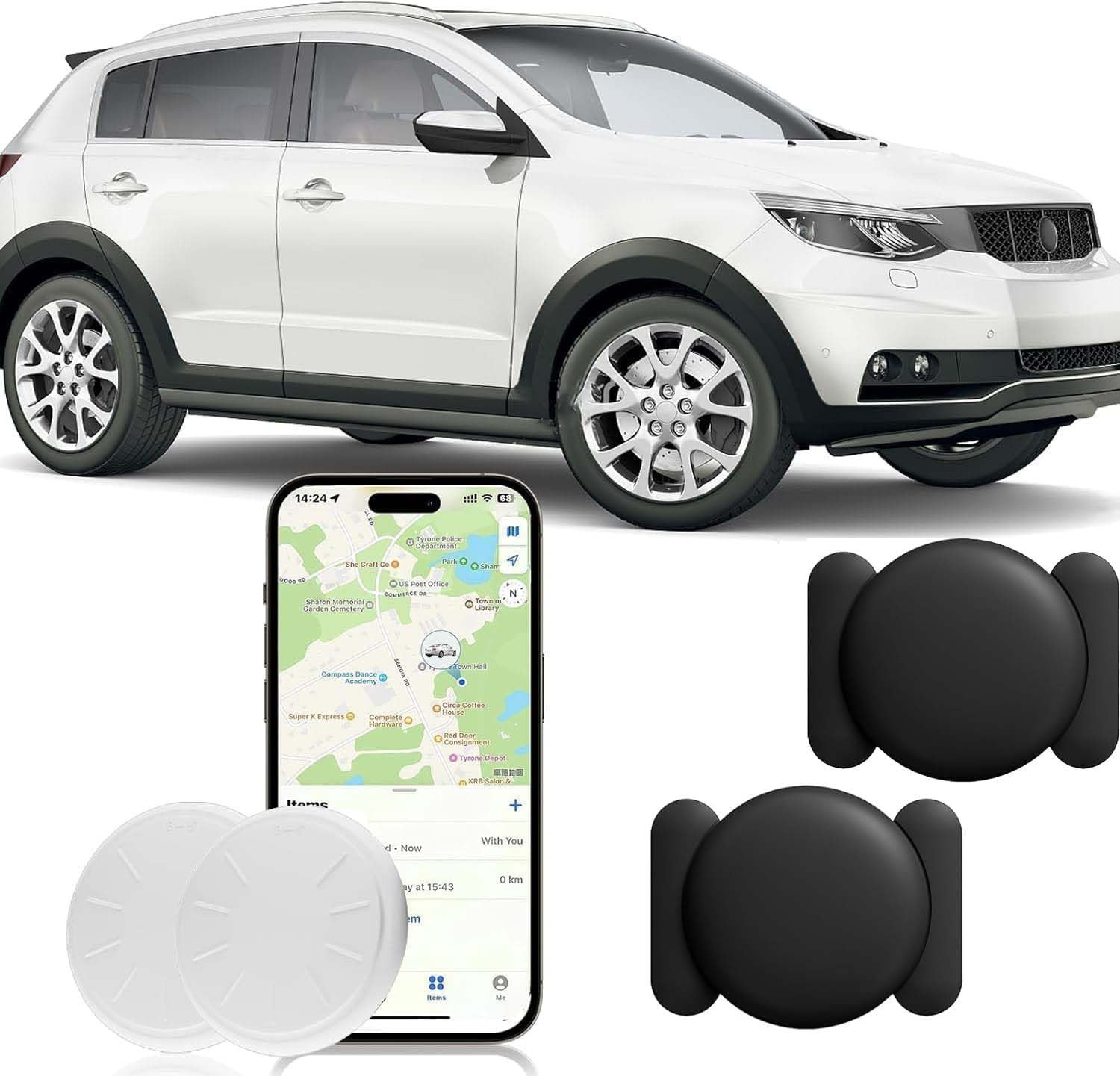 GPS Tracker for Vehicles, 2 PCS Portable Real-Time Location Tracking Device, No Monthly Fee Car Tracker, Magnetic Mini GPS Trackers for Motorcycles Trucks Pets Kids Elderly etc, Black
