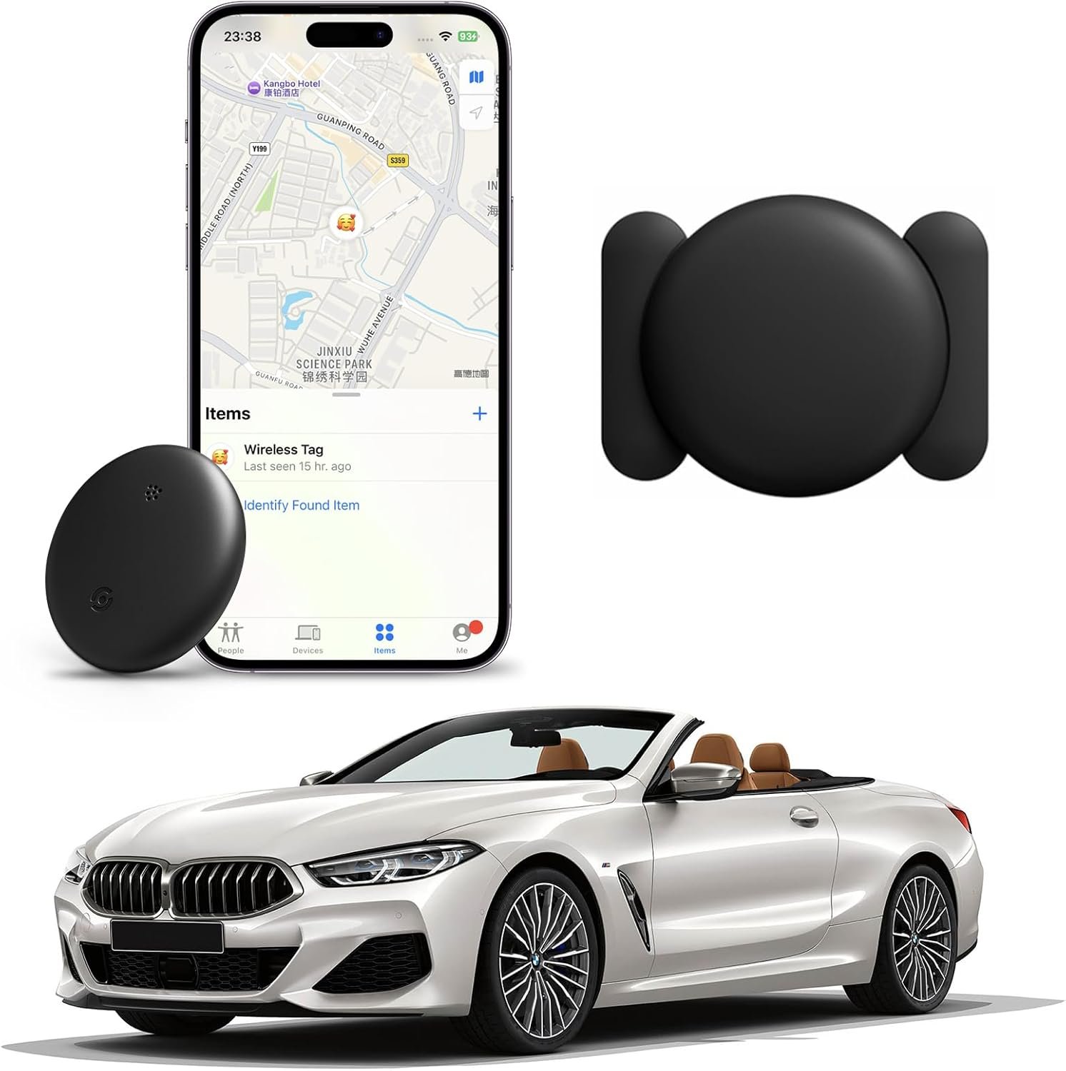 Mini GPS Tracker for Vehicles, Hidden Car Location Tracker w/Magnetic Case, Real Time Global Tracking, Item Finder for Pets, Keys, Wallets Works with Find My (iOS Only) No Monthly Fees, Black