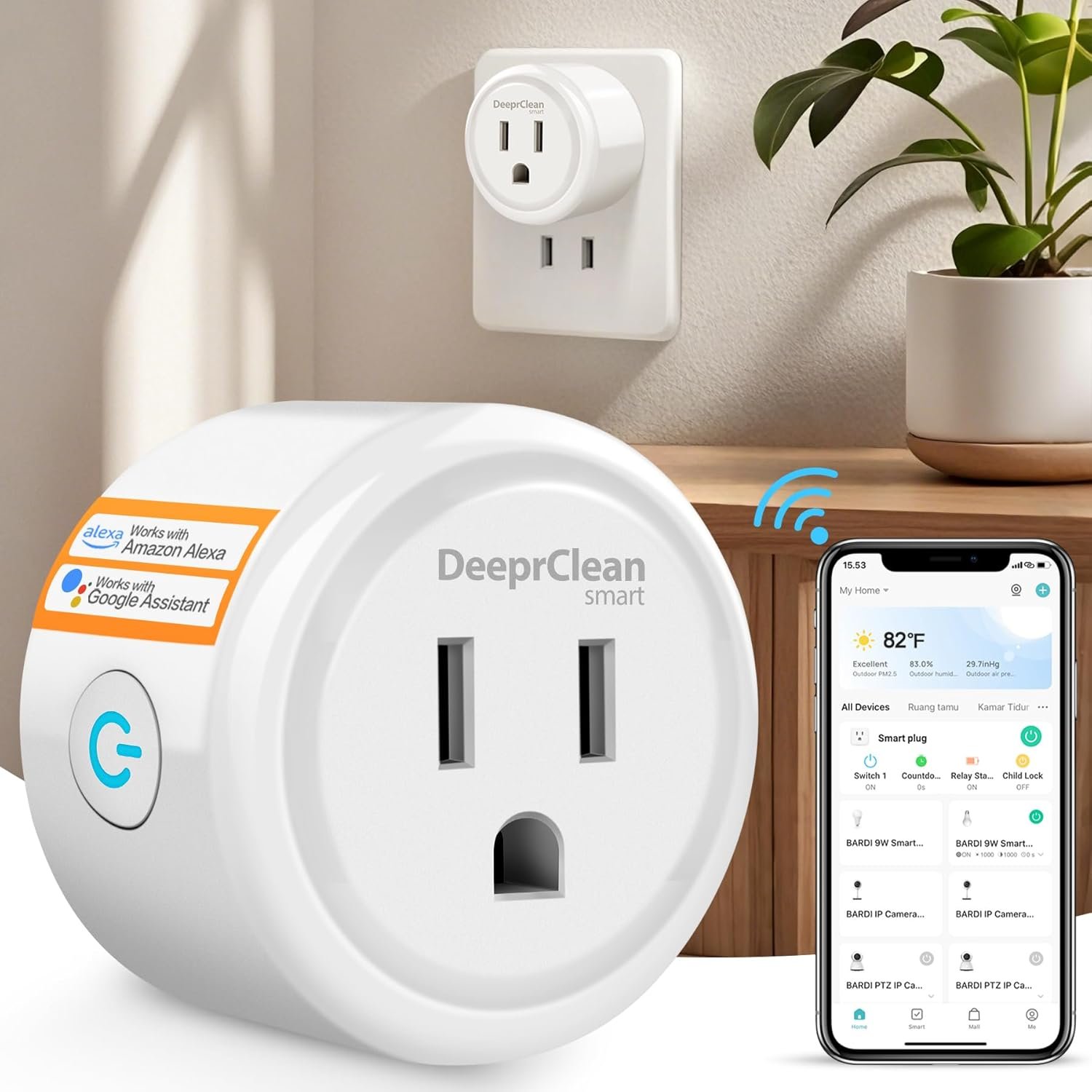 DeeprClean Mini Smart Plugs That Work with Alexa, Wifi Socket Compatible with Google Assistant, App Controlled Outlet with Timer & Schedule, 2.4GHz Wi-Fi Only Wireless Plugs Outlet for Smart Home Life