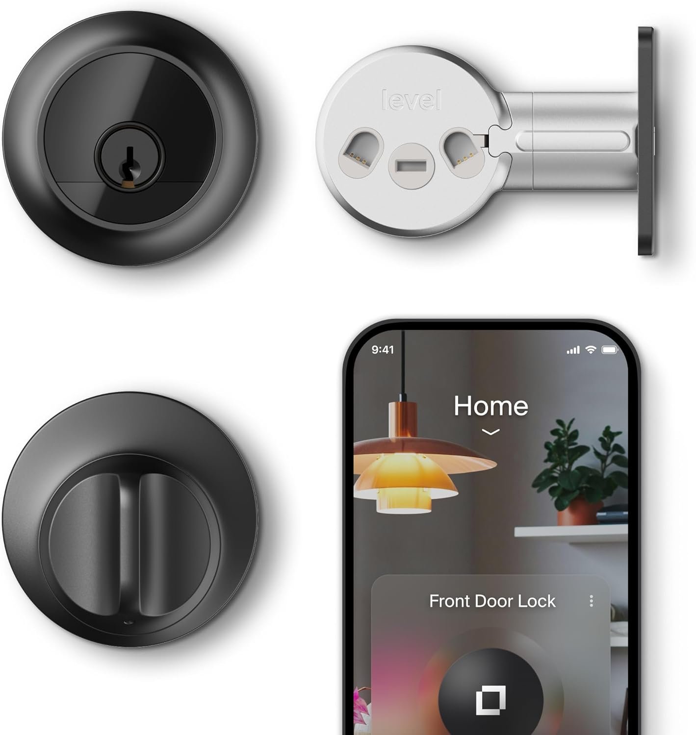 Level Lock Pro – World’s Smallest, Fastest, Innovative Smart Lock – Matter-Over-Thread Deadbolt Plus Apple Home Key – Keyless & Remote Access via Apple, Alexa, Google Home, SmartThings (Matte Black)