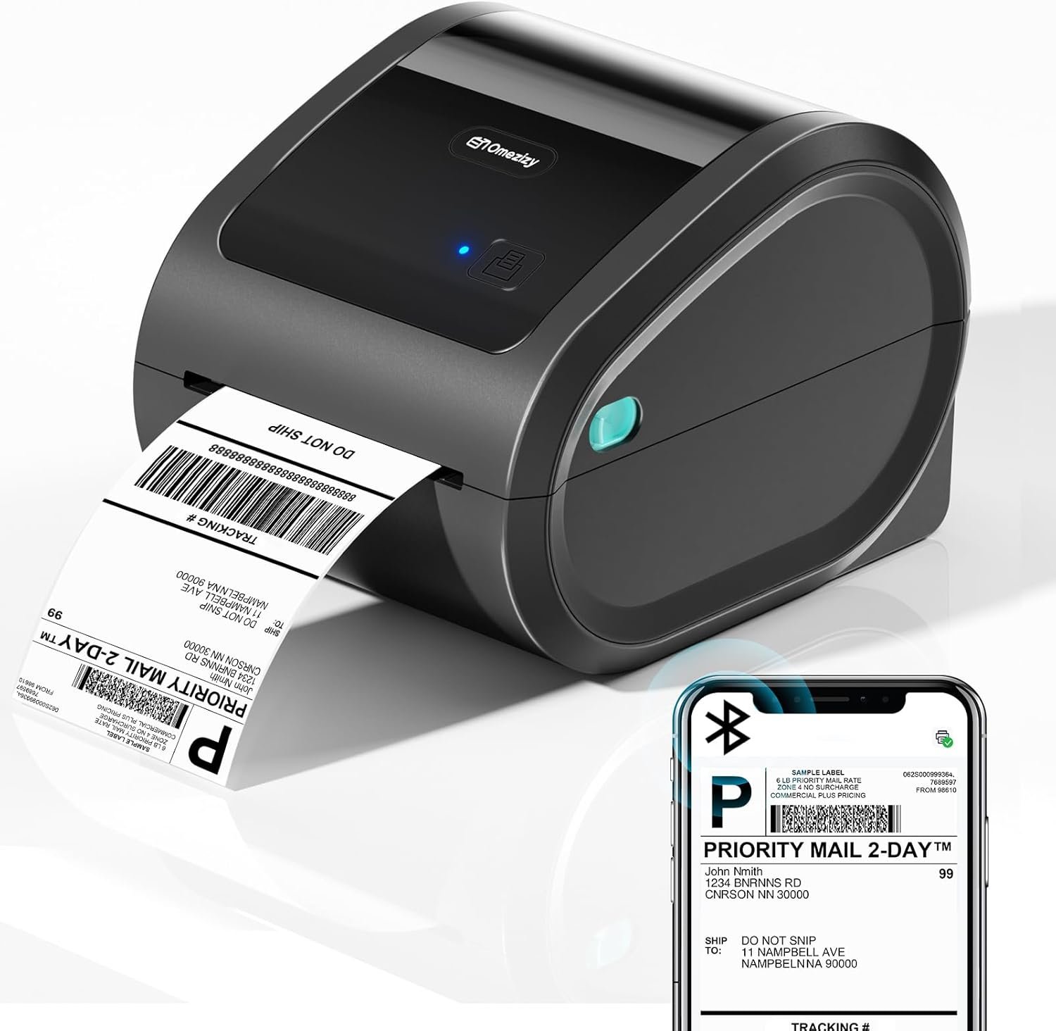 Bluetooth Shipping Label Printer 4×6 – D520BT Thermal Label Printer for Small Business, Thermal Printers with Built-in Label Holder, Compatible with USPS, Tiktok, Amazon