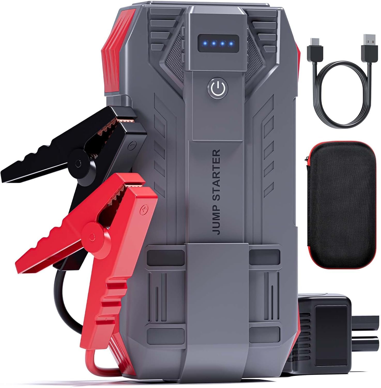 4000A Car Battery Jump Starter, Portable Car Jump Starter for Up to 10L Gas and 8L Diesel Engines, 12V Jump Box with 3 Modes Flashlight and Jumper Cable