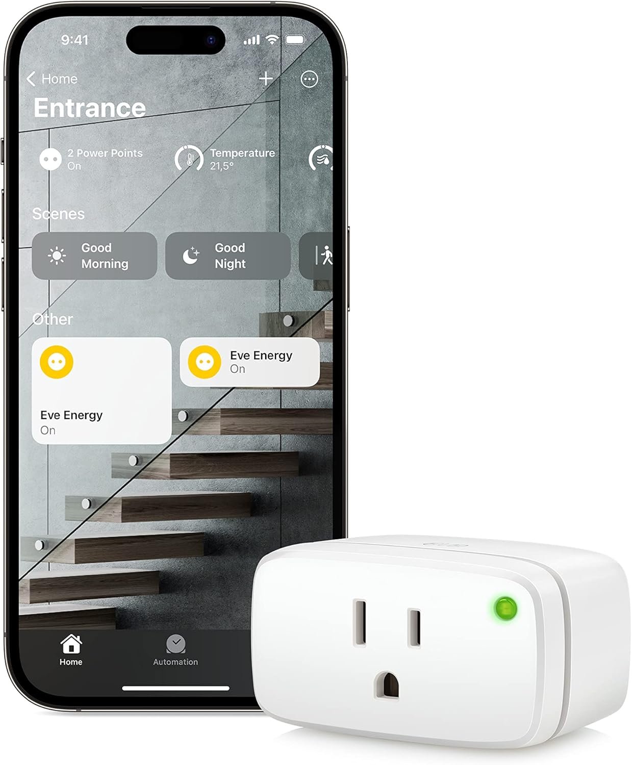 Eve Energy (Matter) – Smart Plug, App and Voice Control, 100% Privacy, Matter Over Thread, Works with Apple Home, Alexa, Google Home, SmartThings