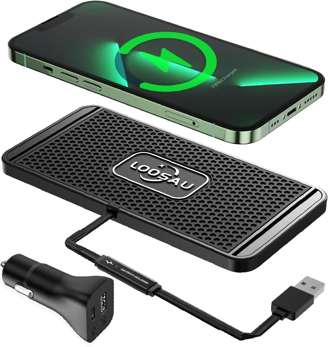 Wireless car Charger Charging pad 15w Non Slip FastCharger for car Wireless Phone Charger for Android for iPhone 11/12/13/14/15/16 /17 Pro Max Xs,Samsung Galaxy S20, S10+ Note 9，LG