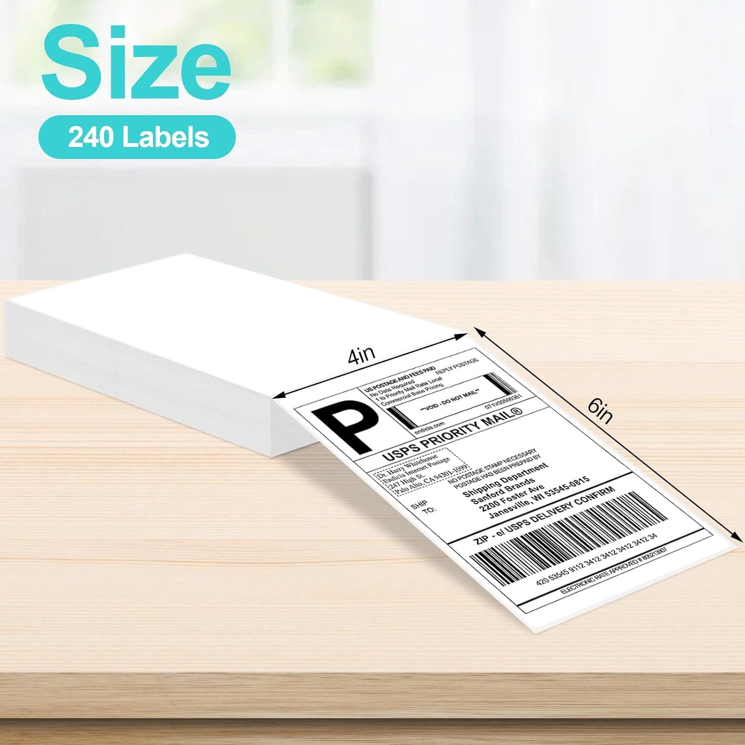 Joyberg 4×6 Thermal Labels 240 PCS, Shipping Labels, Strong Adhesive Thermal Label, White Printer Paper/Label
