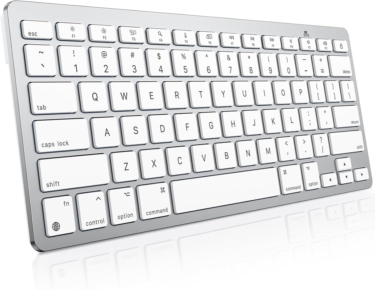 OMOTON Wireless Keyboard for Mac, Compact Ultra-Slim Design (No Number Pad), Stable Bluetooth Keyboard for Mac, Ergonomic and Portable, Compatible with MacBook Pro/Air/iMac, Silverwhite
