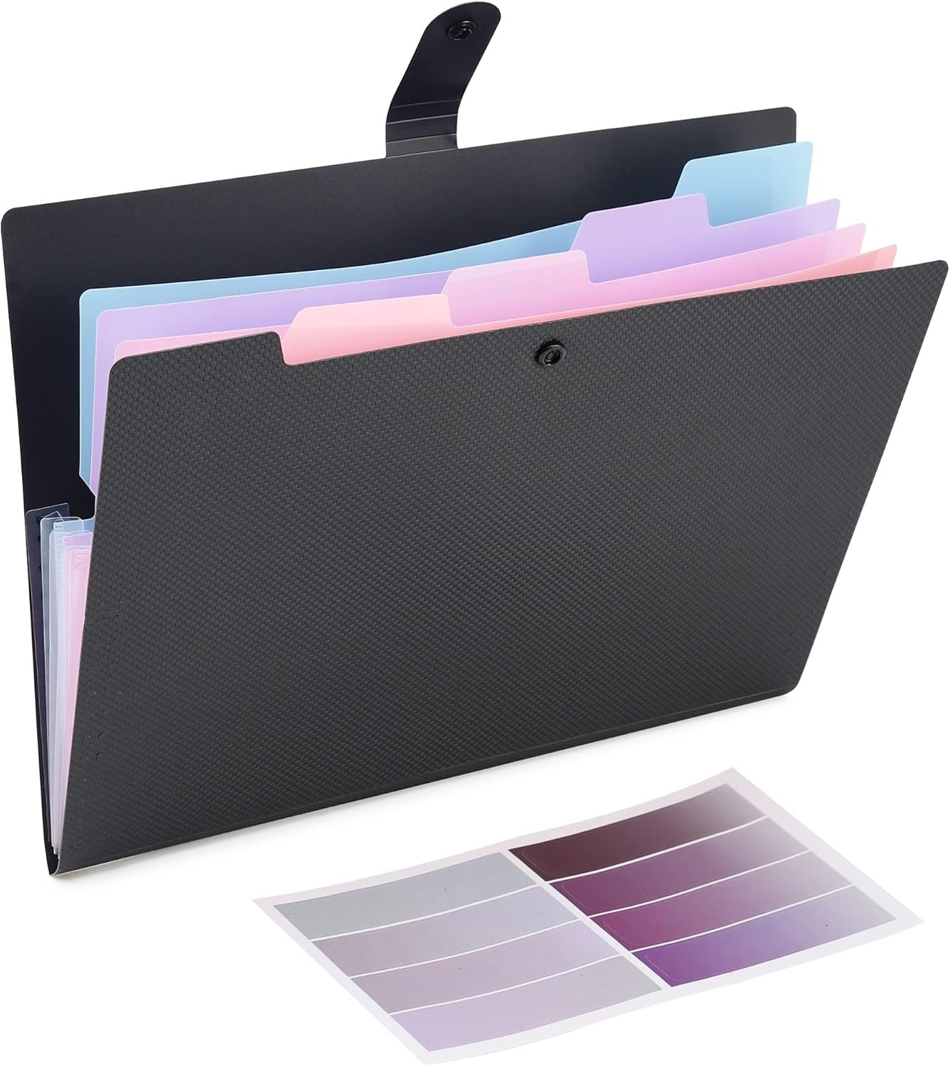 Expanding File Folder, 5 Pocket Cute Folders with Labels Letter Size Accordion File Organizer Portable Expandable File Folder For Documents Aesthetic Paper Organizer Folder for School Office