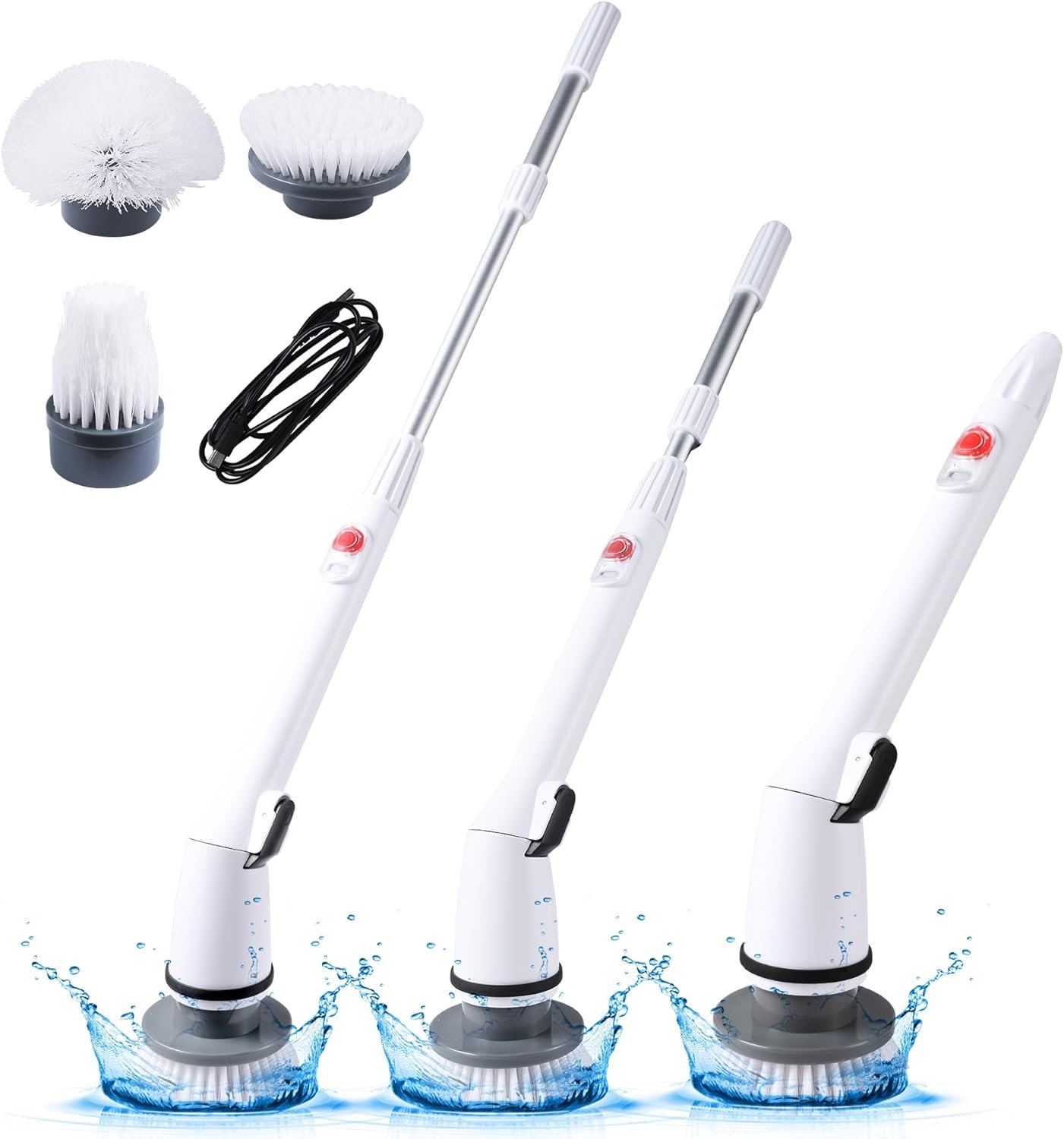 REECOO Cordless Electric Spin Scrubber,380RPM High Speed Rotation,Fast Charging-Long Lasting,Power Scrubber with 3 Replaceable Scrubbing Brush Heads for Cleaning Bathroom Bathtubs, Tile Gaps, Mirrors