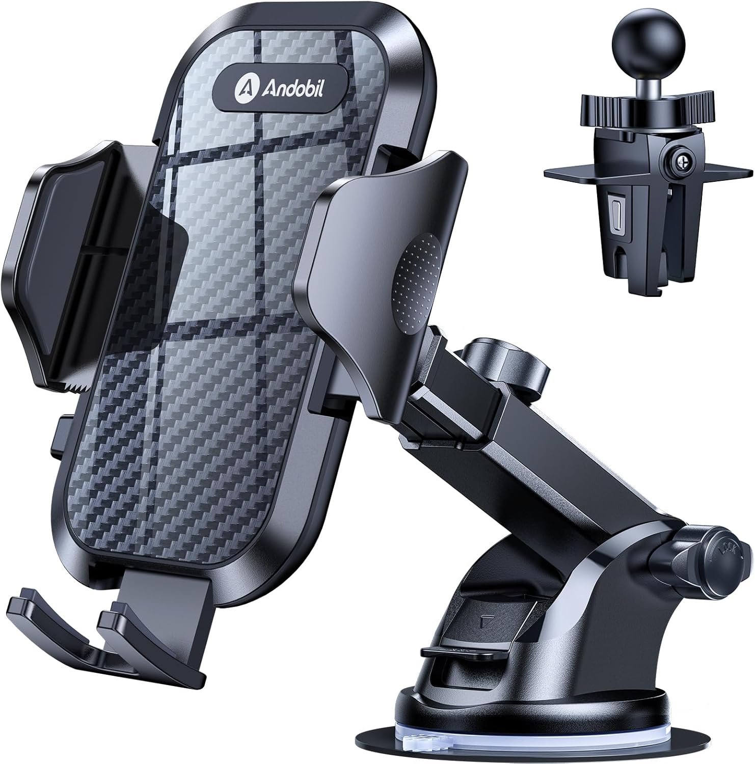 andobil Car Phone Holder, 2026 Military-Grade 89lbs Strongest Suction Phone Holders for Your Car Dashboard/Windshield/Vent Easy Clamp Car Phone Mount Stand for iPhone 17 16 15 14 13 Pro Max Samsung