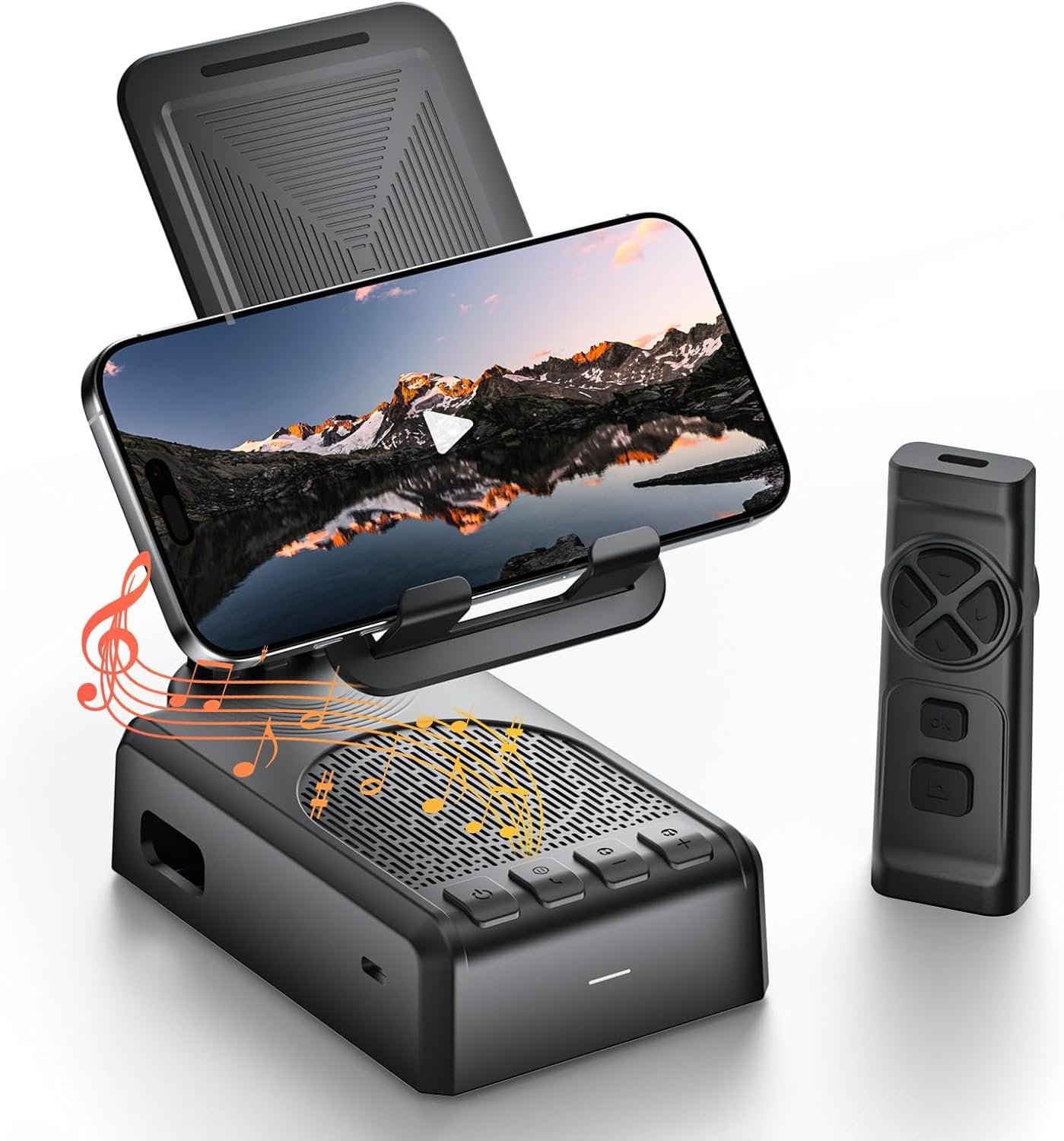 Birthday/ChristmasGifts for Men Women,Cell Phone Stand with Bluetooth Speaker and Remote Control(Video Control/Camera Control), Portable Bluetooth Speaker for Home and Outdoors, All Day Playtime
