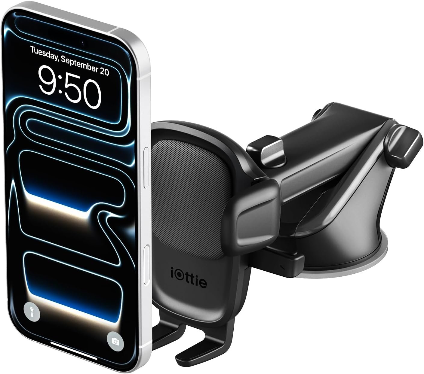 iOttie Easy One Touch Signature Dashboard & Windshield Universal Car Mount Phone Holder Desk Stand with Suction Cup Base and Telescopic Arm for iPhone, Samsung, Google, More Smartphones