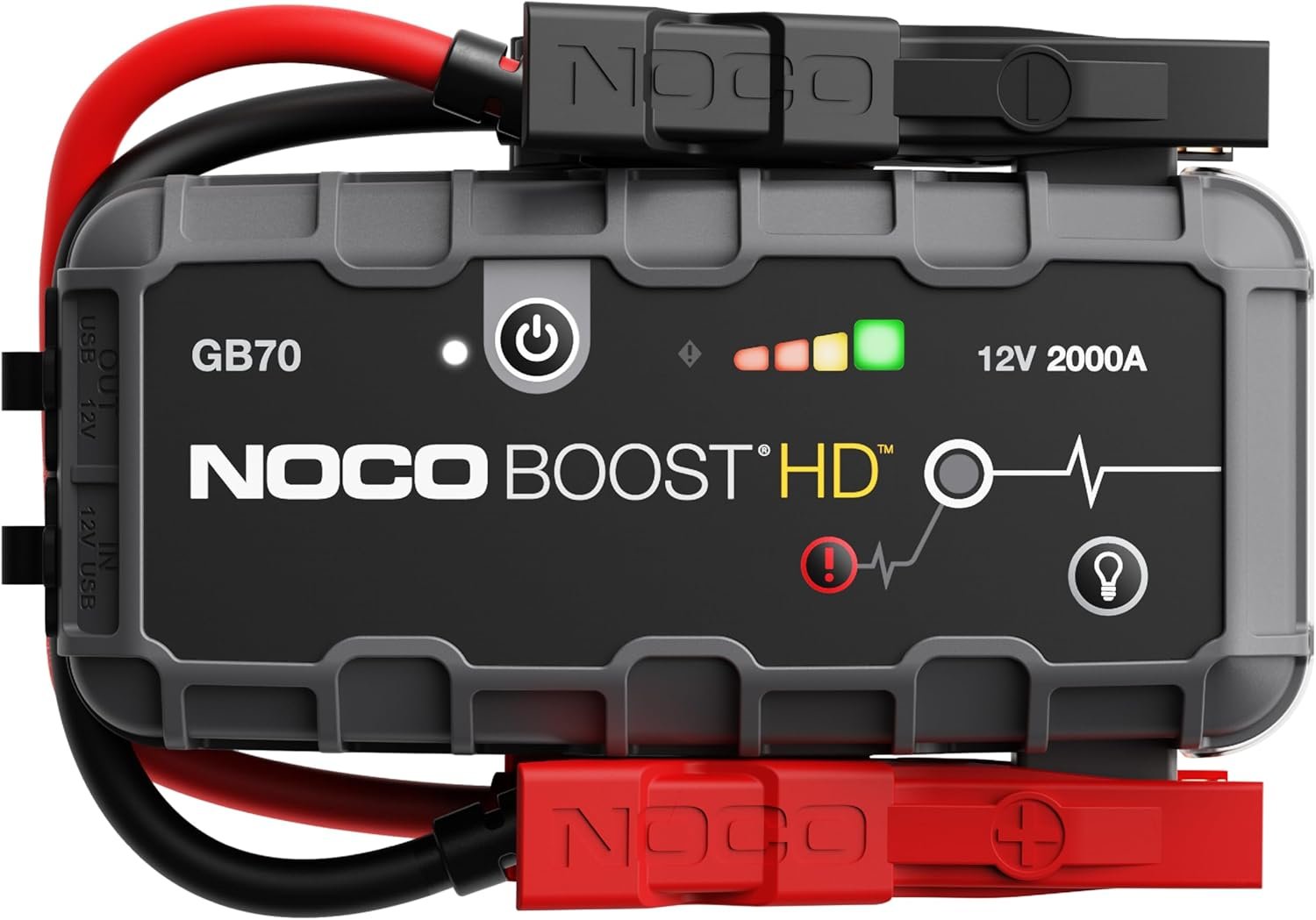 NOCO Boost GB70: 2000A UltraSafe Jump Starter – 12V Lithium Battery Booster Pack, Portable Jump Box, Power Bank & Jumper Cables – for 8.0L Gas and 6.0L Diesel Engines