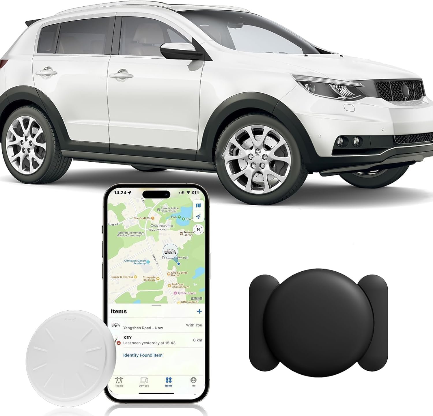 Tracker Device for Vehicles,GPS Car Tracker,No Monthly Fee Car Locator Tracker Work with Apple Find My(iOS Only),Mini Hidden Car Tracker with Magnetic Case – (Black,1PCS)