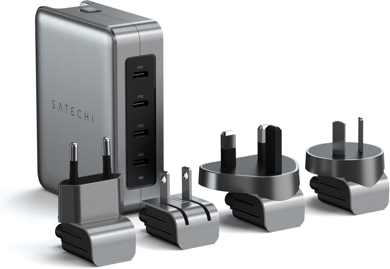 Satechi 145W GaN Travel Charger, 4-Port GaN USB C Charger, 2 USB-C PD 3.1, Fast Charging Travel Station for Laptop, for MacBook Air/Pro/Neo, iPad Air/Pro, iPhone 17 to 12 Series, Android, Windows