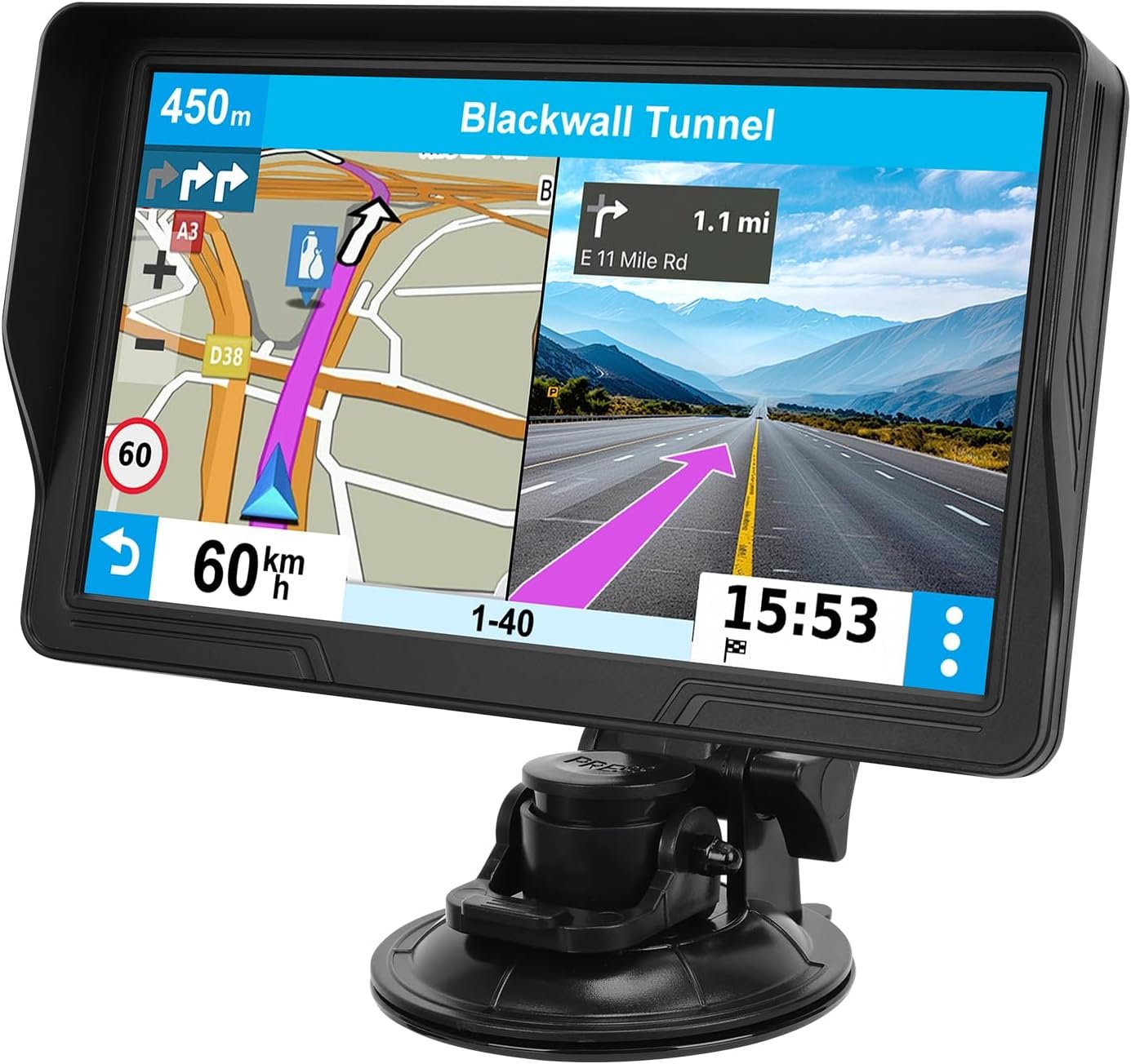 9″ GPS Navigator for Car Truck RV, GPS Navigation System with 2026 Maps Free Lifetime Updates, Custom Truck Routing, Speed Camera Alerts, Day/Night Mode (Blue)