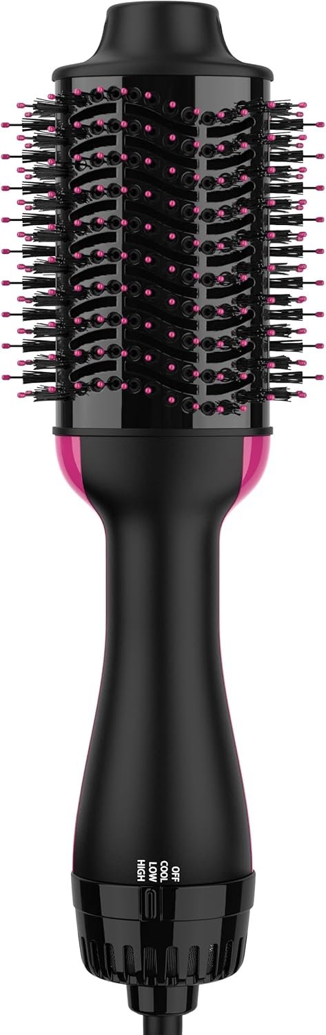 Hair Dryer Brush Blow Dryer Brush in One, Upgraded 4 in 1 Hair Dryer and Styler Volumizer with Negative Ion Anti-frizz Ceramic Titanium Barrel Hot Air Hair Straightener Brush
