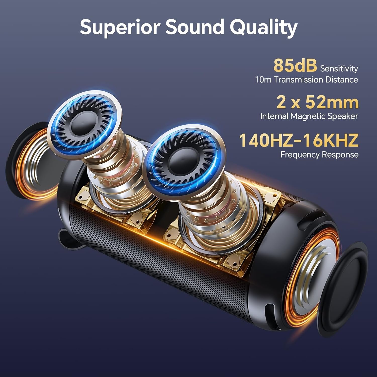 FULMINARE Bluetooth Speaker Wireless TWS Pairing 26W HD Loud Stereo Portable Bluetooth Speakers 6.0 with 16H Playtime, RGB LED Light, IPX5 Waterproof for Home Outdoor Party Gift Black