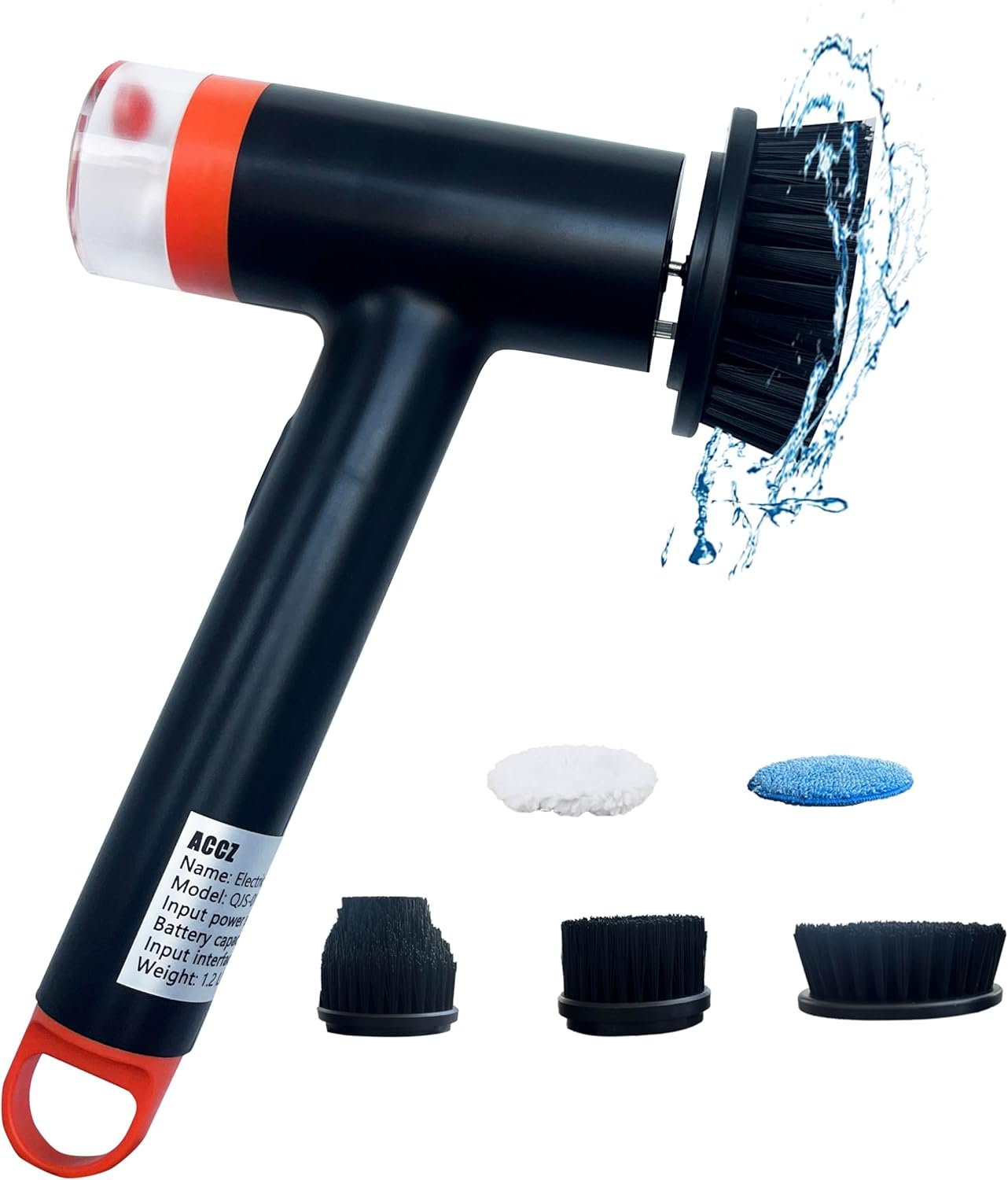 Can add Cleaning Cleaner,Electric Spin Scrubber with Liquid Storage Box, Brush with 5 Replaceable Brush Heads,for Speeds for Bathroom Kitchen Dishes Tub Sink Tile Window Floor Grout, Black