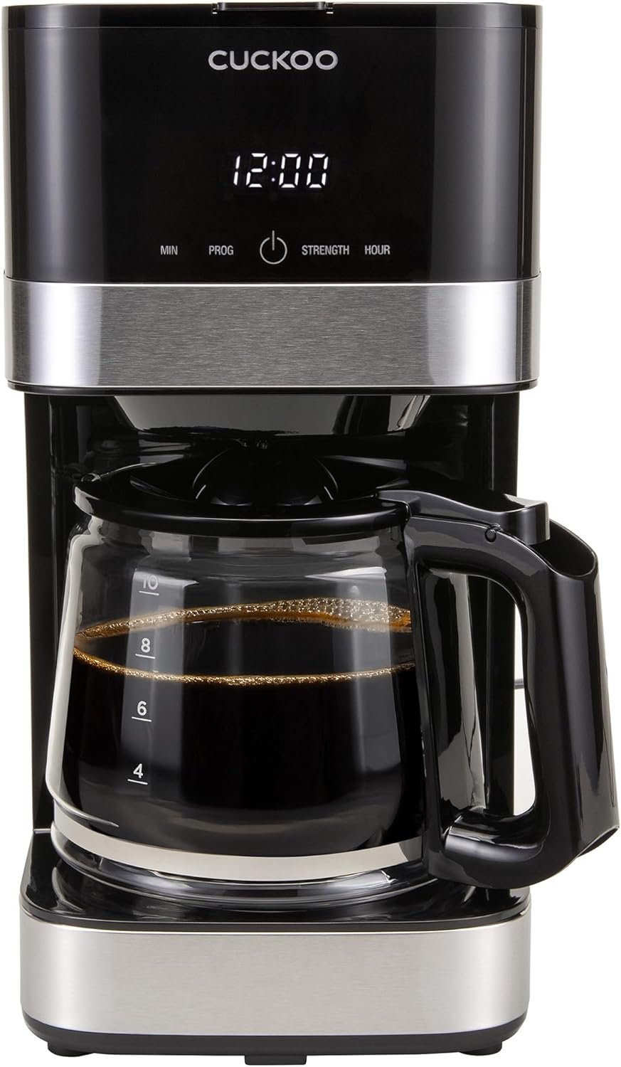 CUCKOO Classic 10-Cup Drip Coffee Maker, Easy To Use Coffee Machine with Programmable Timer, Includes Glass Coffee Pot with Two Brew Strength Settings and Reusable Mesh Filter (CCM-BD011B)