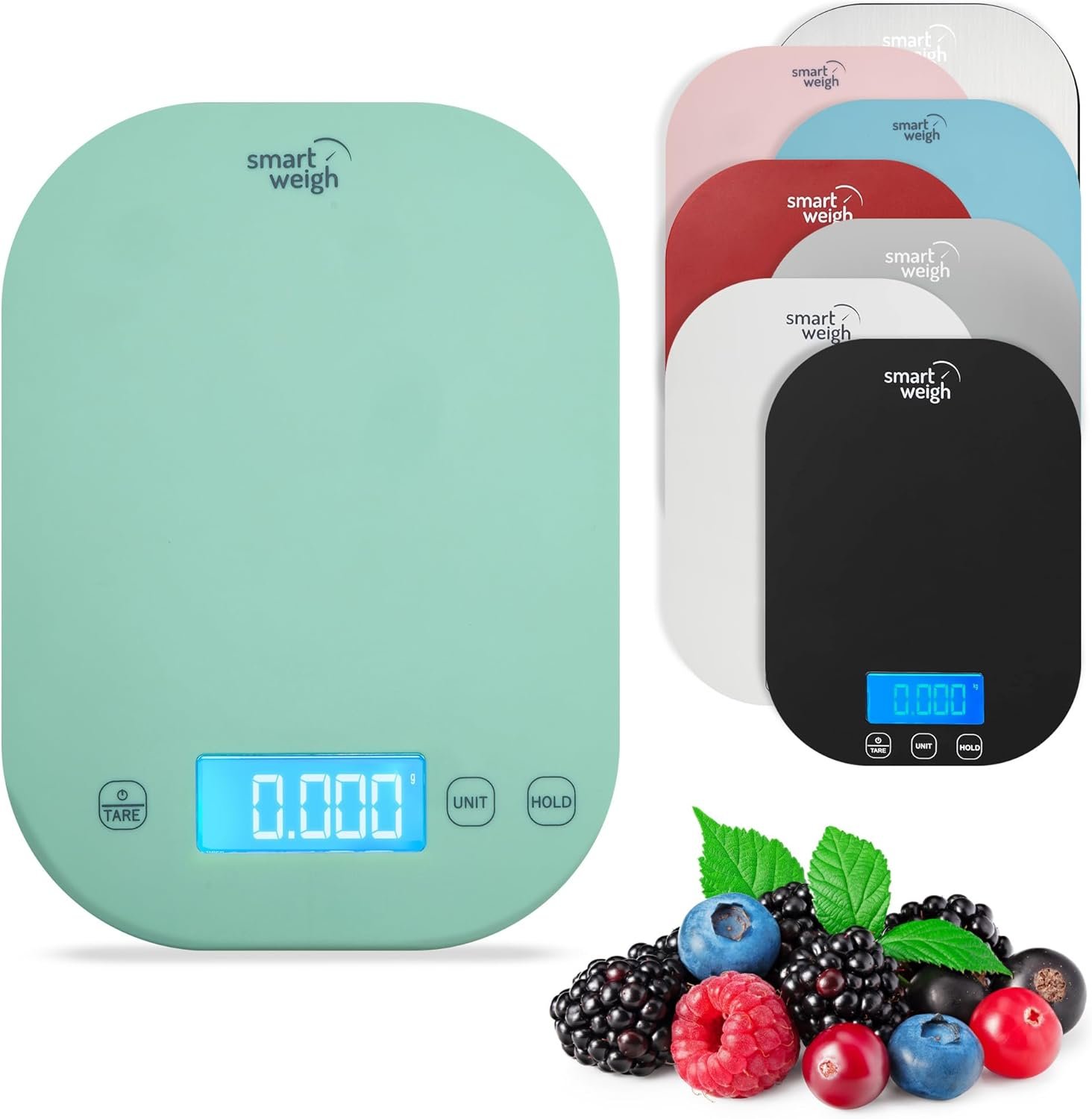 Smart Weigh Mint Green Digital Kitchen Scale for Cooking, Weight Loss, Calorie Tracking, Baking, Food Portion Control, and Meal Prep – Accurate Measurements in Grams and Ounces