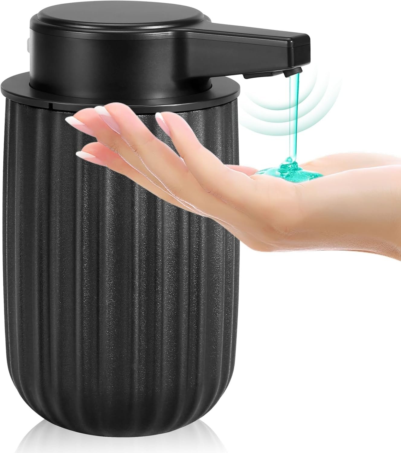 Automatic Soap Dispenser Liquid Touchless: 9oz Plastic Black – Rechargeable Electric Smart 3-Level Adjustable Modern Auto Soap Dispenser – Bathroom Kitchen Hand Dish Lotion