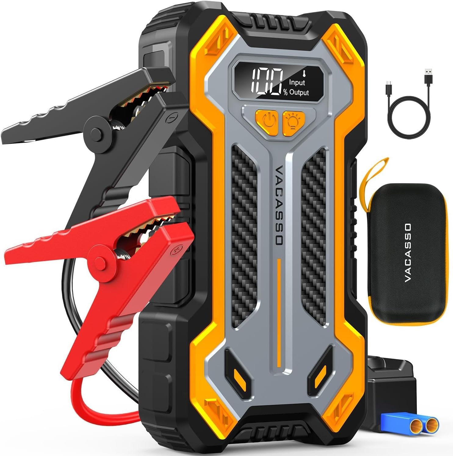 Car Jump Starter, VACASSO 5000A Car Battery Jump Starter for Up to 10L Gas and 8L Diesel Engines, 12V Portable Jumper Starter Power Pack with Booster Car Starter Jump Box, LED Light, Jumper Cable
