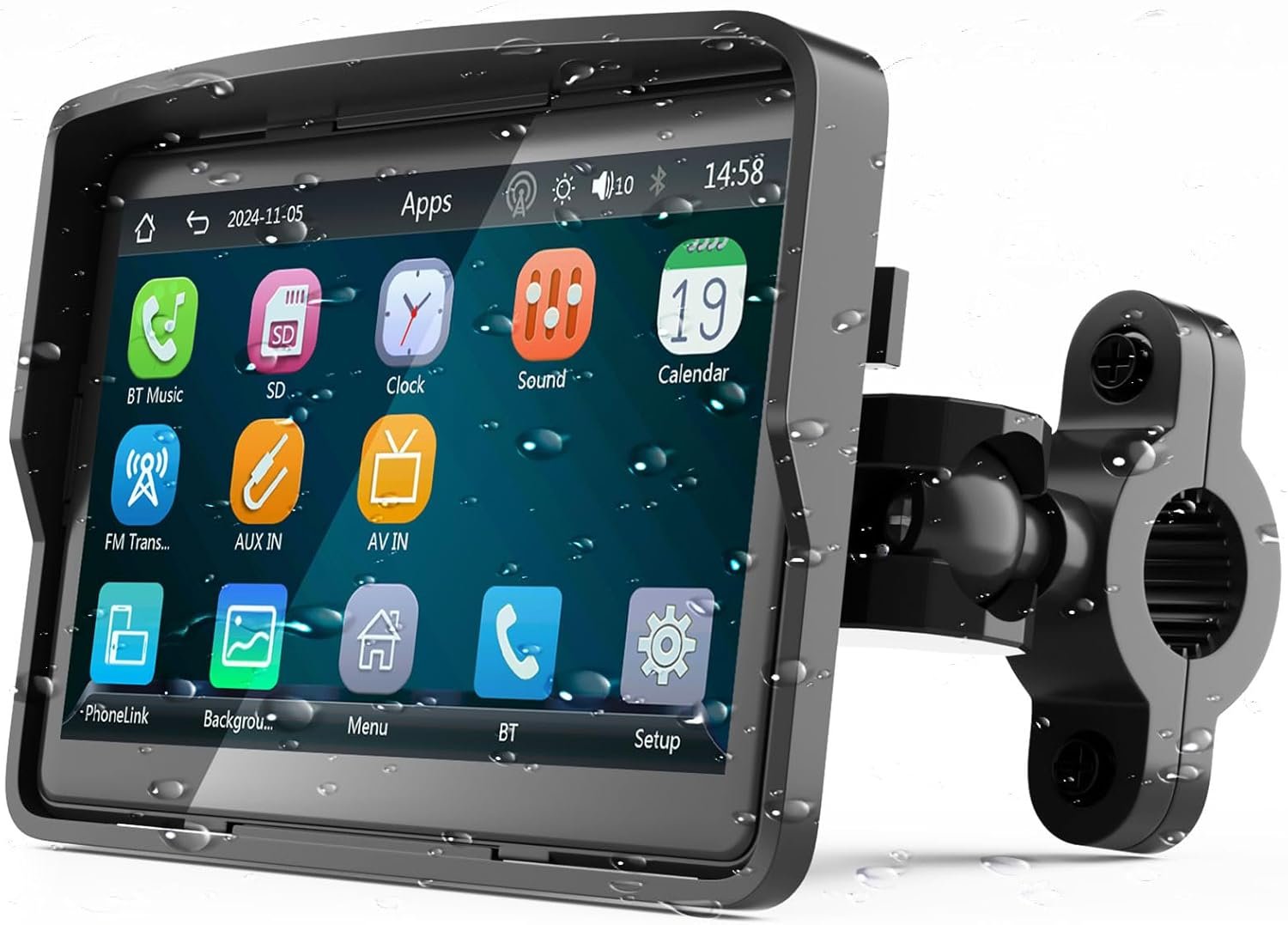 YZW Portable Wireless Motorcycle Apple Carplay & Android Auto, Motorcycle Carplay IP67 Waterproof GPS Navigation System, 5″ Motorbike Touchscreen, Support Dual Bluetooth, EQ, Siri/Google Assistant