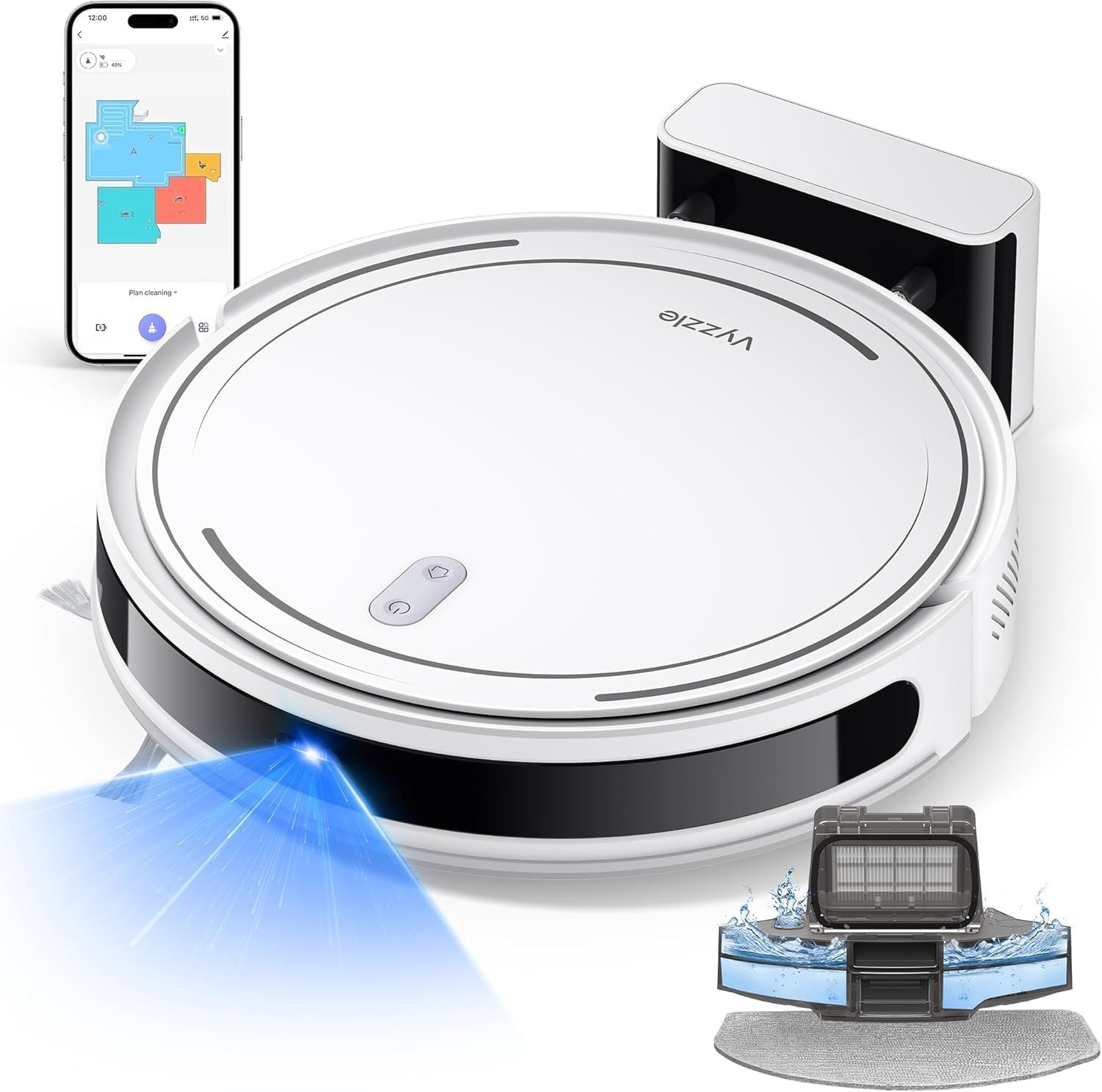 Robot Vacuum and Mop, 3-in-1 Robotic Vacuum Cleaner with Schedule, 5000Pa Suction, LiDAR Navigation & Smart Mapping,150 Mins Max, Ultra-Slim, App/Alexa Control for Pet Hair/Hard Floor/Carpet, D10