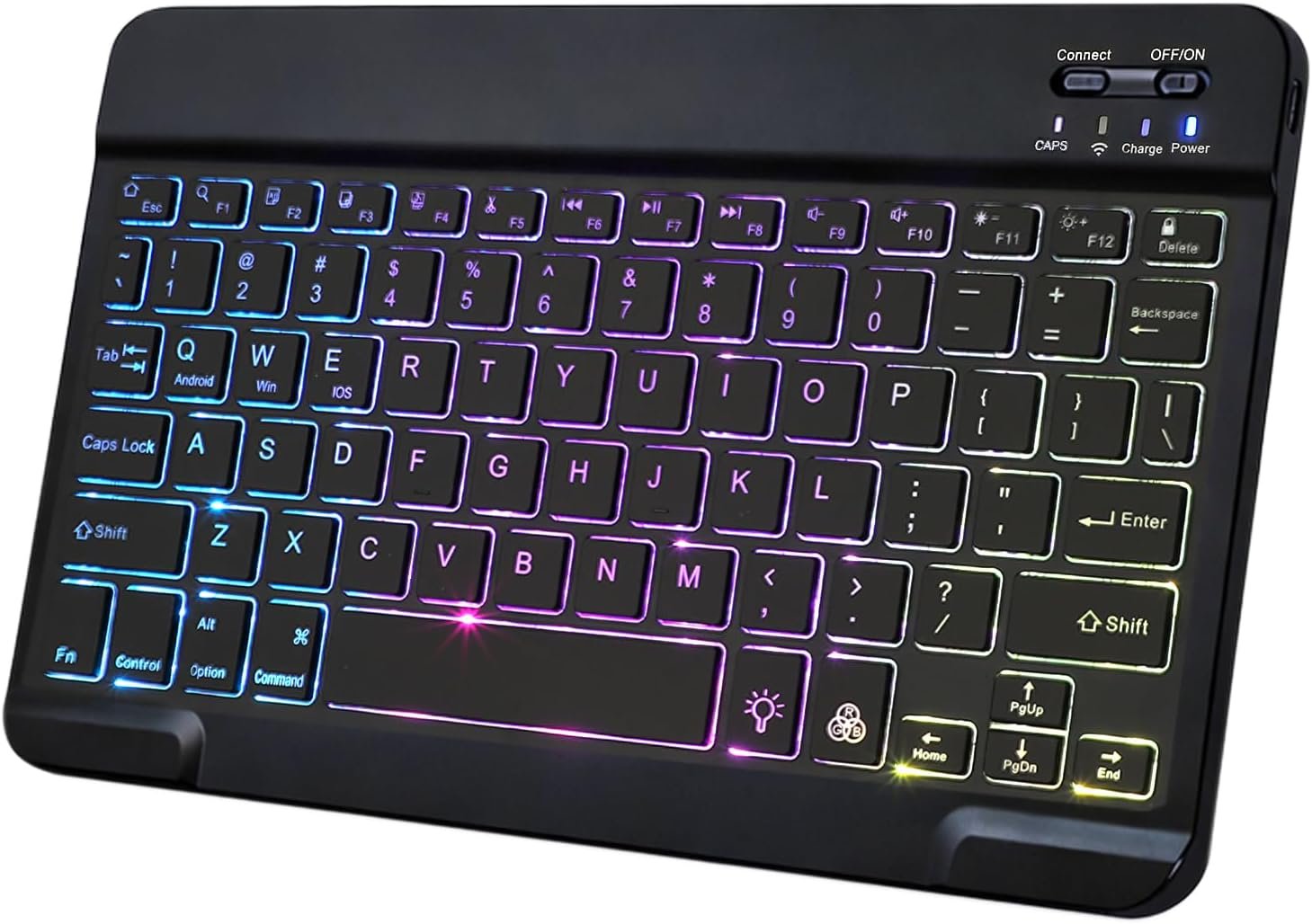 Backlit Bluetooth Keyboard for iPad, Rechargeable Slim Portable Wireless Keyboard for iPad Tablets, Compatible for All iOS/Windows/Android System Devices-Black