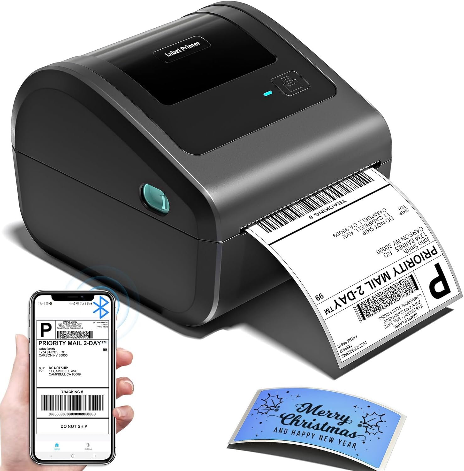Bluetooth Shipping Label Printer 4×6, D450BT Thermal Label Printer for Shipping Packages, Thermal Printers for Small Business, Compatible with Android, iPhone, Windows, macOS, Tiktok, UPS