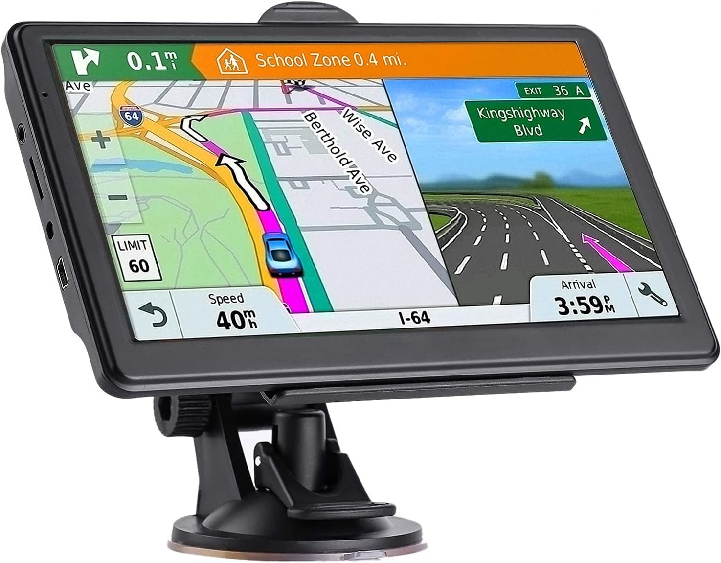 GPS Navigator for Car, 2026 Map 7 inch Touch Screen Car GPS 256-16GB,Voice Turn Direction Guidance, Support Speed and Red Light Warning, North America Lifetime map Free Update Truck(16GB)