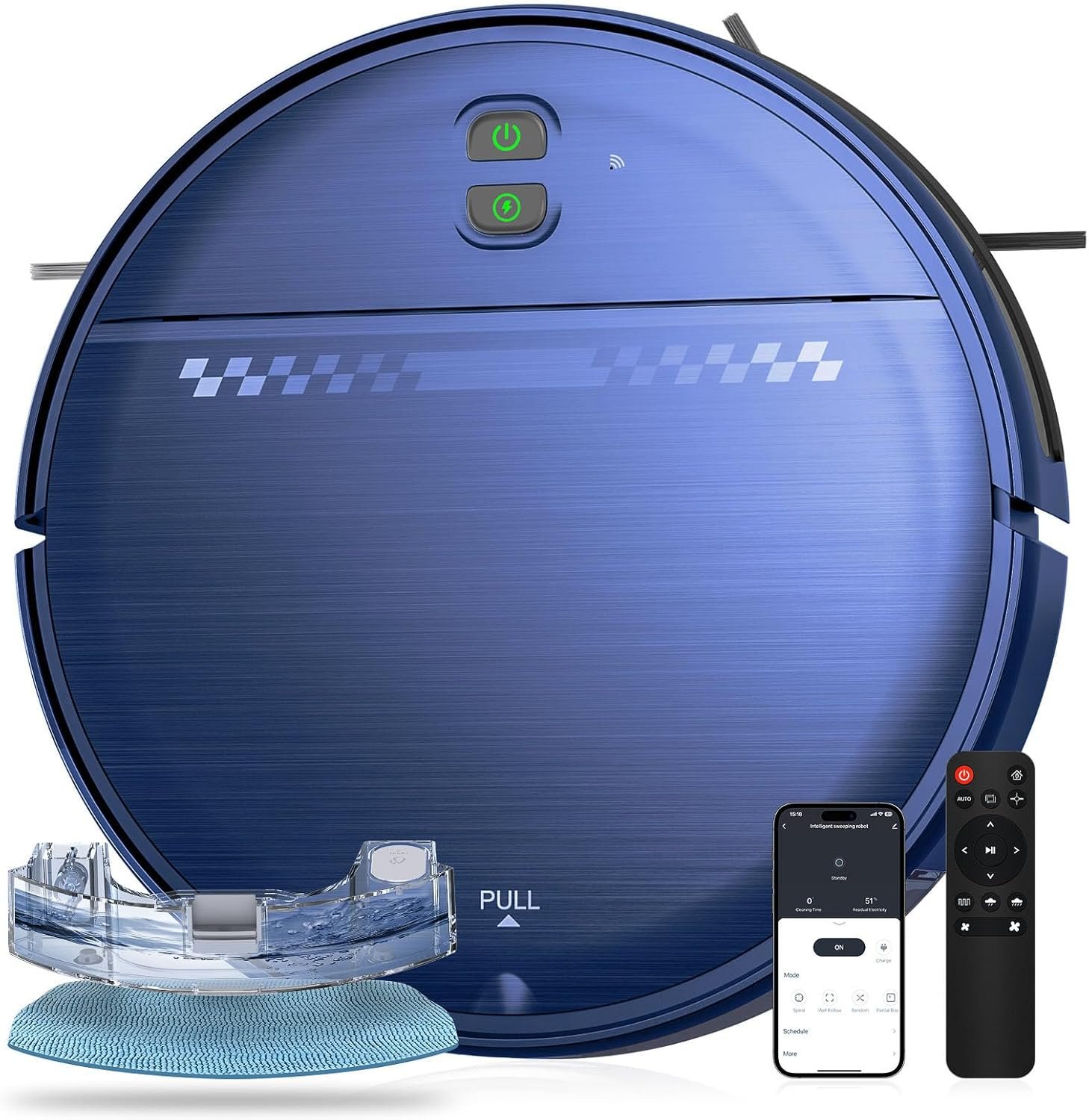 MANVN 2 in 1 Robot Vacuum and Mop Combo, 2.87” Ultra-Slim Robotic Vacuum Cleaner with 3D Obstacle Avoidance, for Hard Floors and Carpets, Wi-Fi/App/Voice Controlled for Pet Hair, Self-Charging