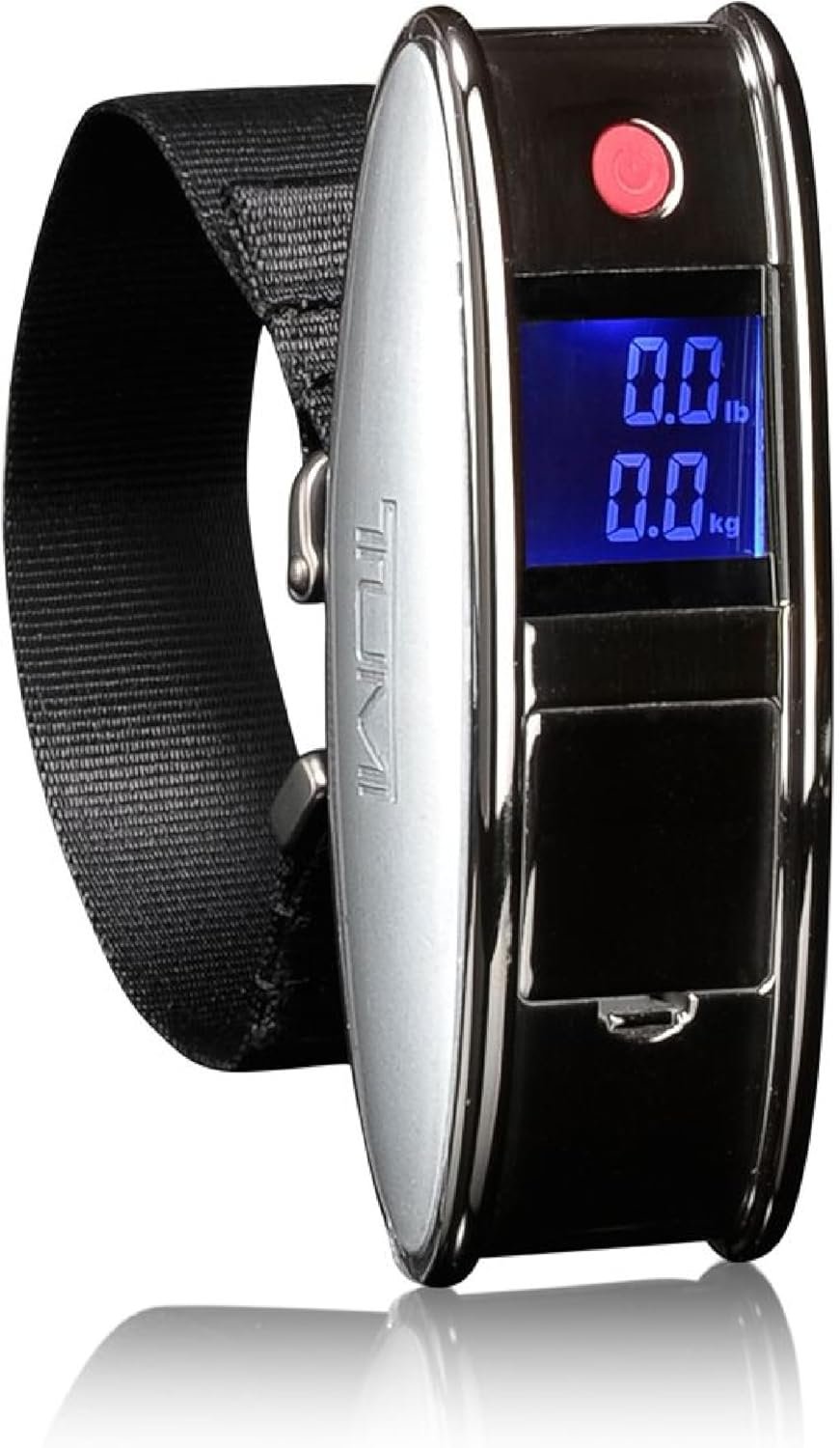 TUMI Scale – Portable, Handheld Digital Luggage Scale – Suitcase Scale Weighs Pounds & Kilograms – Holds up to 100 Lb – Gun Metal/Black