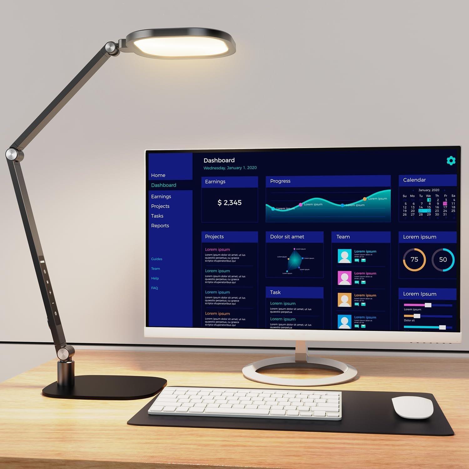 LitONES LED Desk Lamp for Home Office, Professional Eye-Caring Diffused Desk Light, 3 Color 10 Brightness Computer Light, Dimmable Office Lamp with Memory & Timer Func, Metal Swing Arm Table Lamp