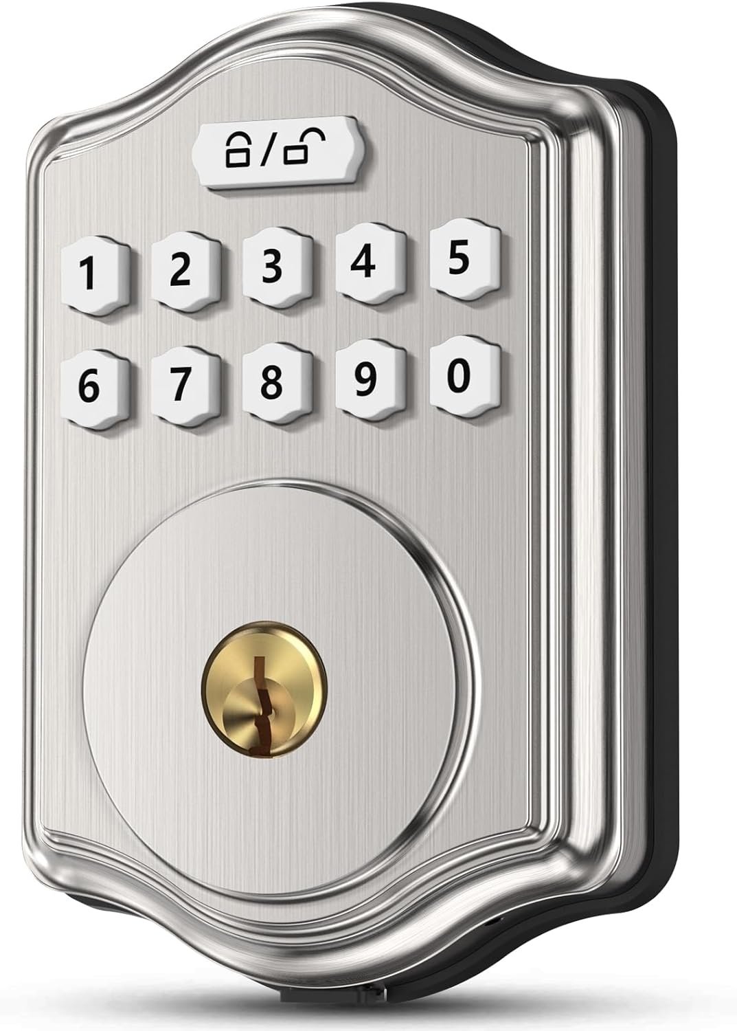 Keyless Entry Door Lock with Code, Voice Guidance Electronic Keypad Deadbolt Smart Locks for Front Door, Easy to Install, Anti-Peeping Password, Auto Lock, Satin Nickel