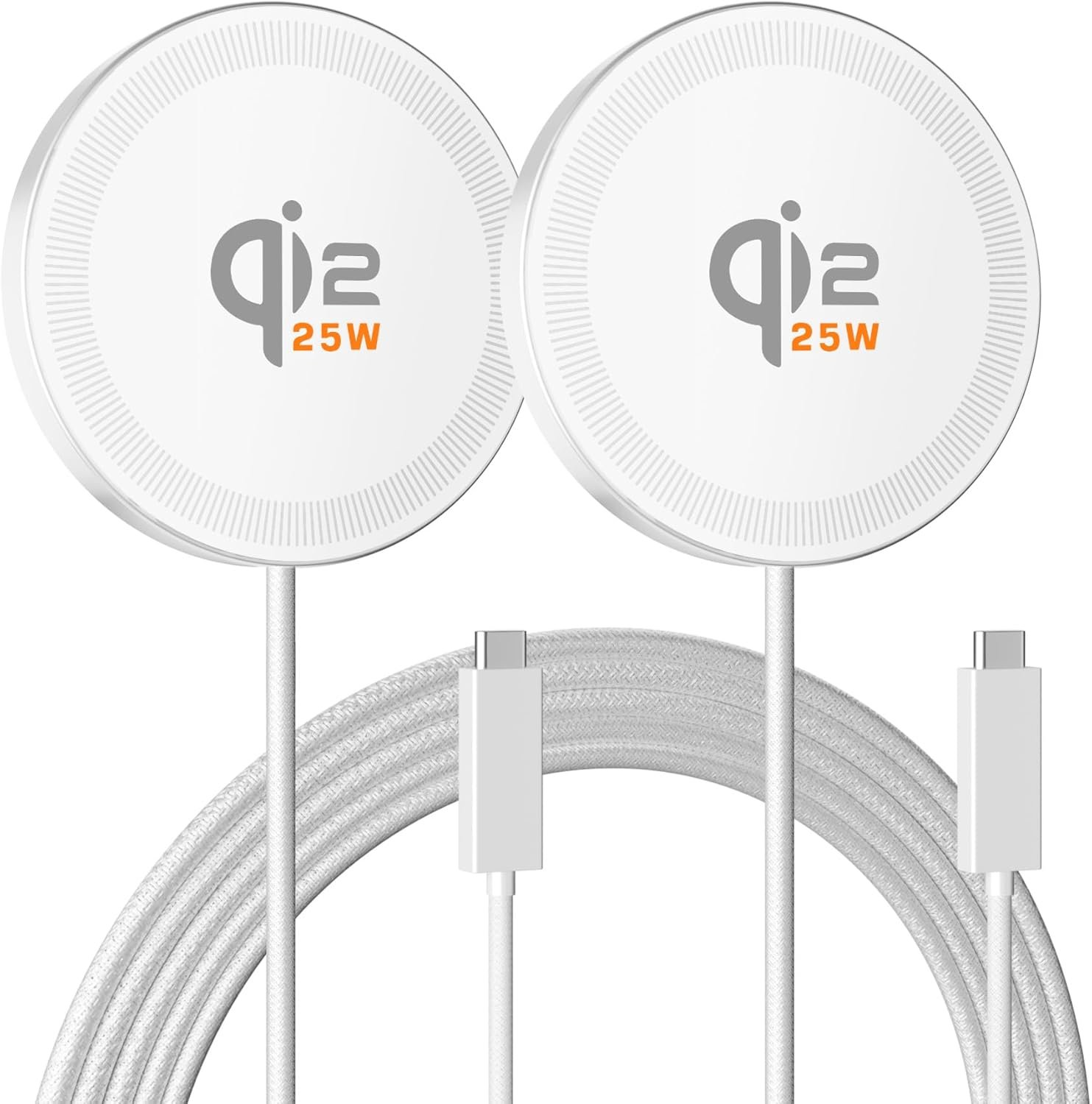25W Magnetic Wireless Charger: Qi2.2 Qi2 Fast Charging Pad for iPhone 17 16 15 14 13 12 Pro Max, Samsung Galaxy S26 S25, Google Pixel 10, AirPods-Slim Portable for Desk Bedside Travel-White 2 Pack