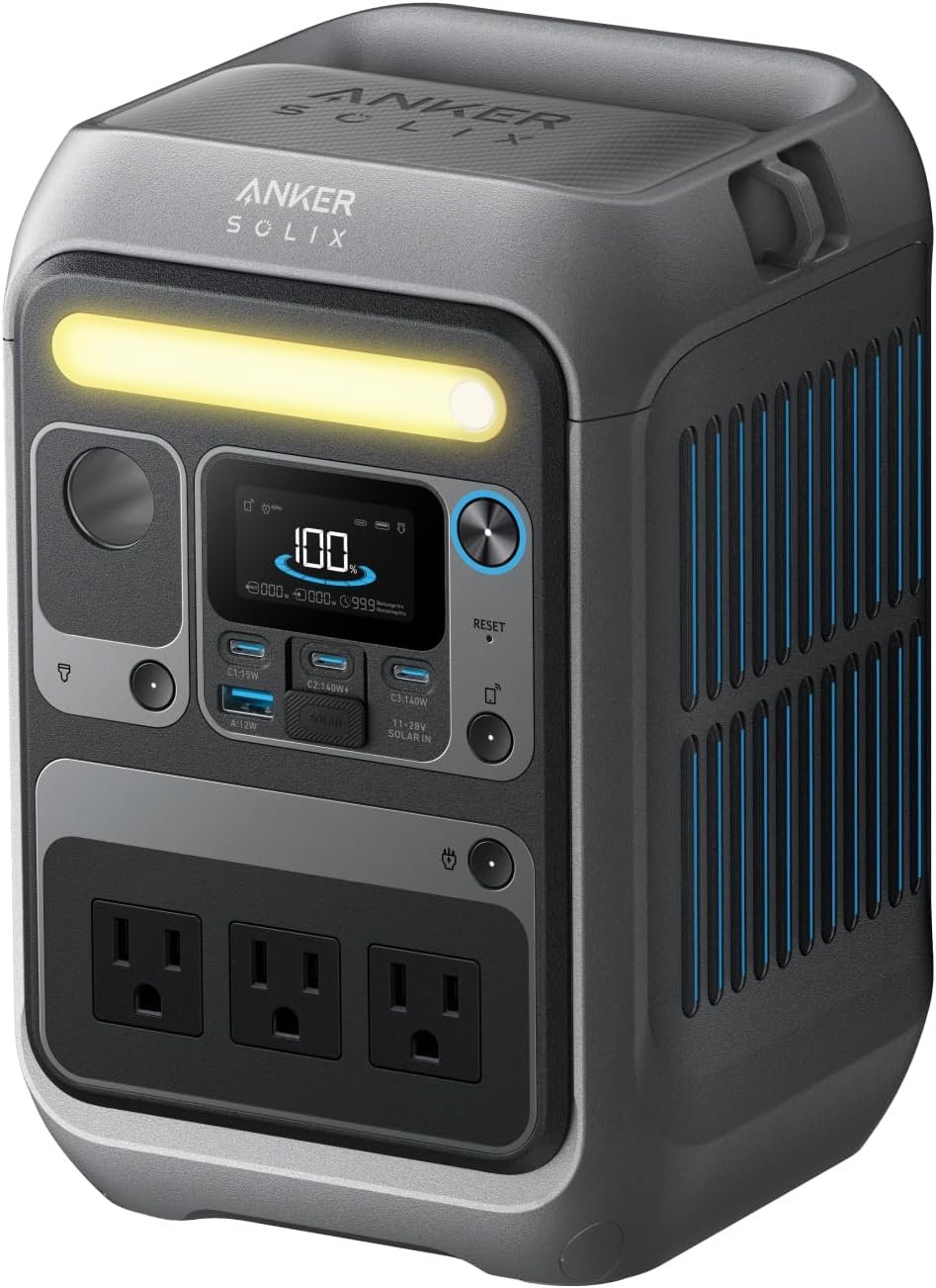 Anker SOLIX C300 Portable Power Station, Outdoor 288Wh LiFePO4 Battery, 300W (600W Surge) Solar Generator, 140W Two-Way Fast Charging, For Camping, Traveling, and Emergencies (Renewed)