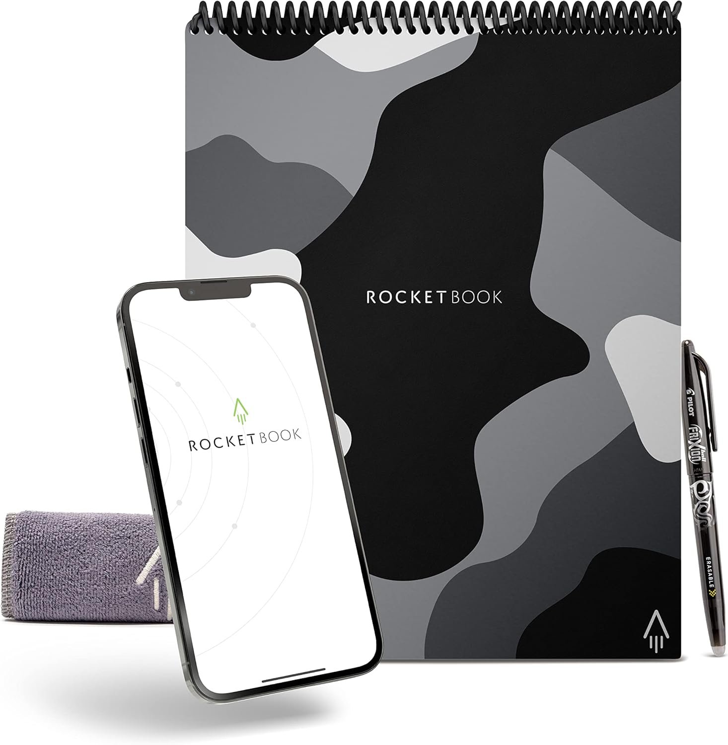 Rocketbook Smart Reusable Notebook, Flip Letter Size Spiral Notebook, Lunar Winter, (8.5″ x 11″)